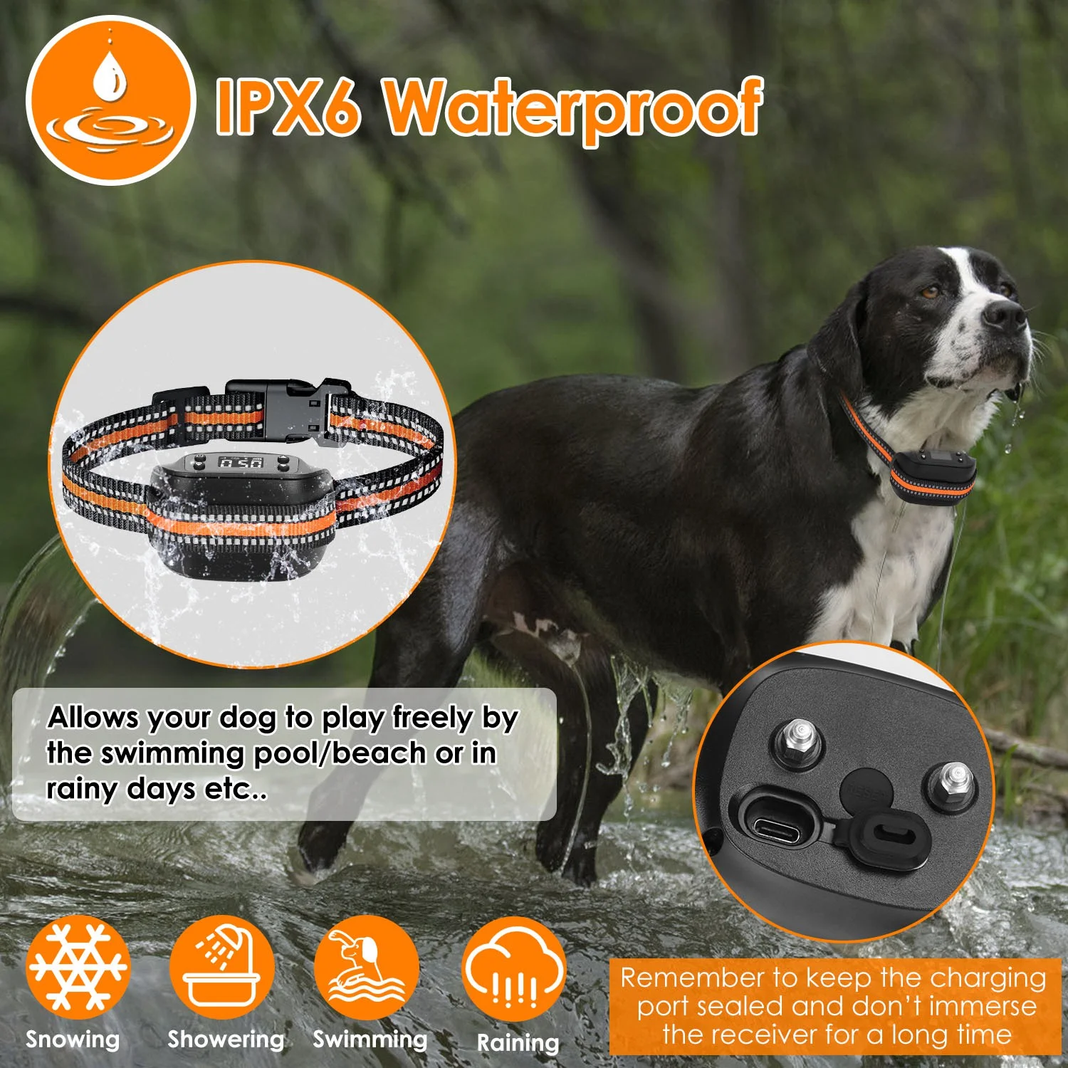 iMounTEK 2 in 1 Wireless Dog Fence GPS Dog Collar with 32-2887FT Radius IPX6 Waterproof for Small Medium Large Dogs, Black