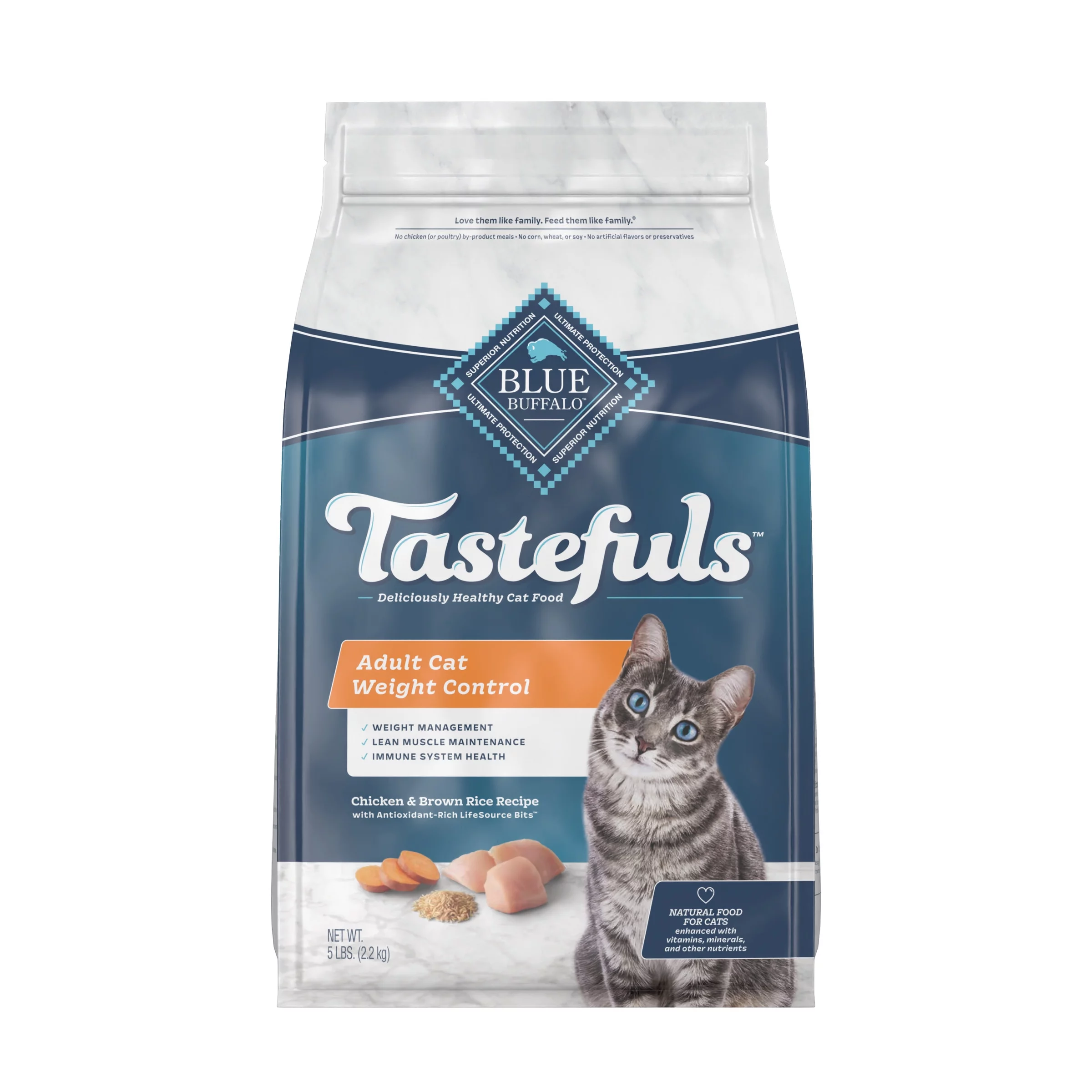 Blue Buffalo Tastefuls Weight Control Natural Adult Dry Cat Food, Chicken 5lb bag