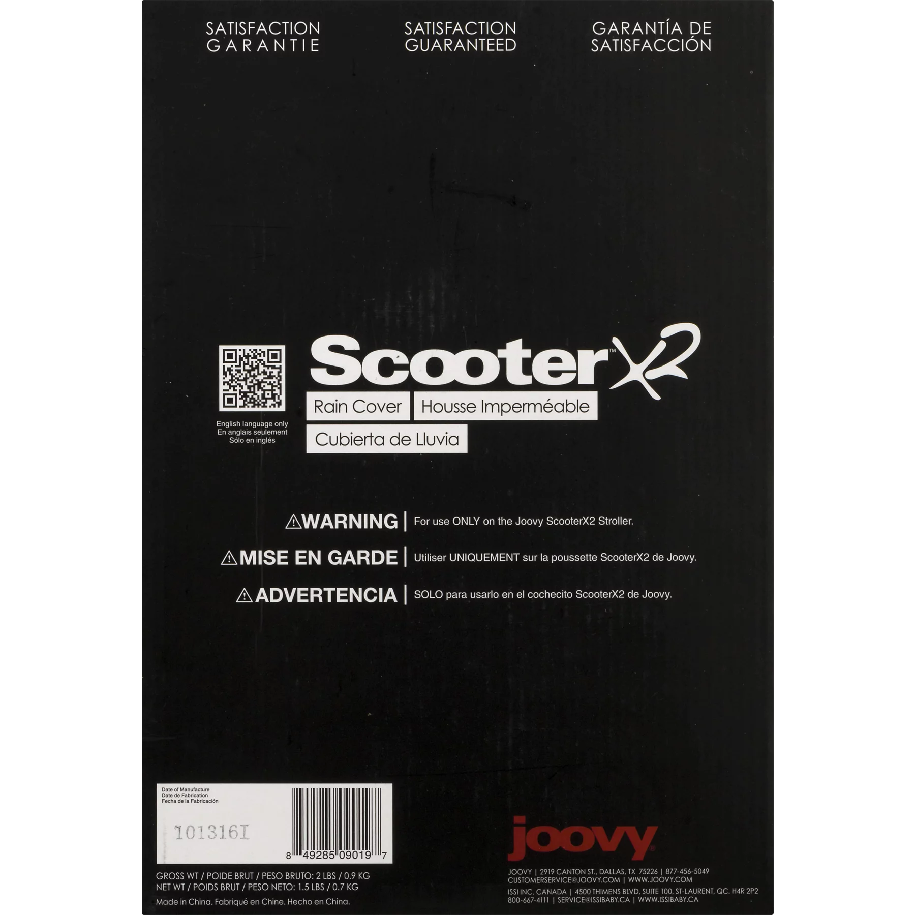 Joovy ScooterX2 Double Stroller Rain Cover