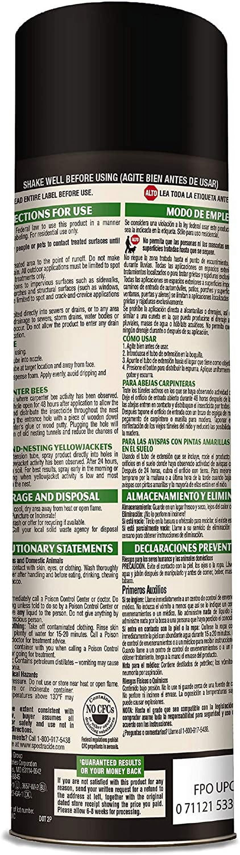 4 Pack Spectracide Carpenter Bee & Nesting Yellowjacket Killer Spray 16oz Each