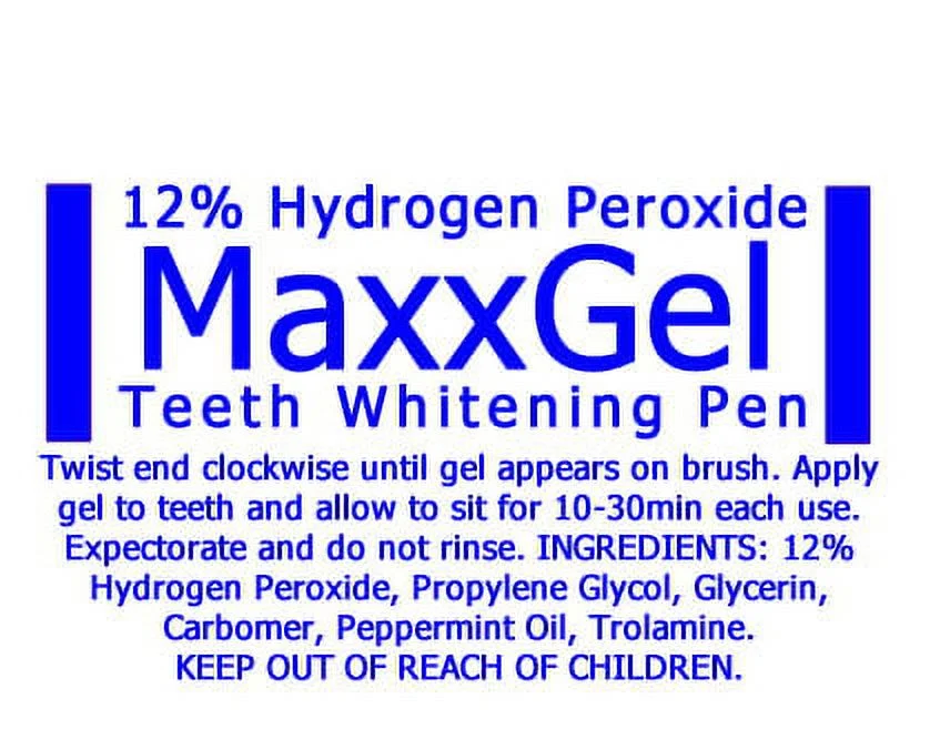 MaxxGel Teeth Whitening Pen. 12% Hydrogen Peroxide. Bundle of 2 Pens
