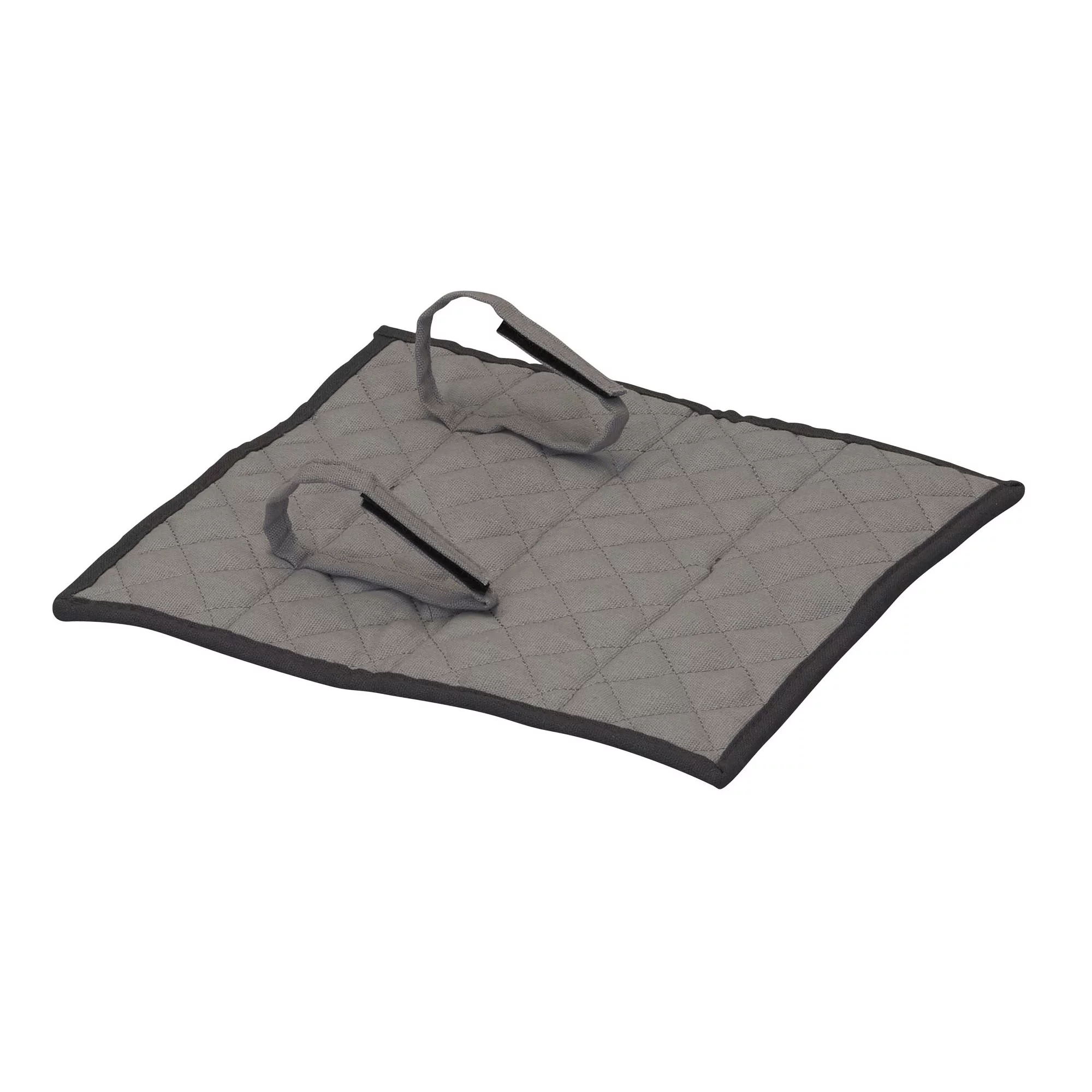 Household Essentials Windowed Flatware Storage Chest, 5 Compartment Storage with Serving Utensil Pouch, Removable Lid, Stackable, Foldable, Gray