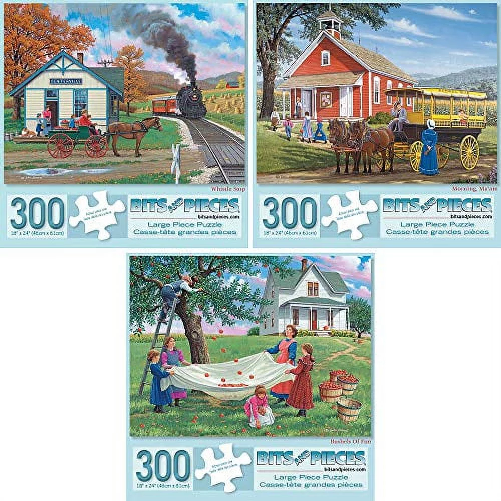 Bits and Pieces Bits And Pieces - Value Set Of Three (3) 300 Piece Jigsaw Puzzles For Adults - Each Puzzle Measures 18