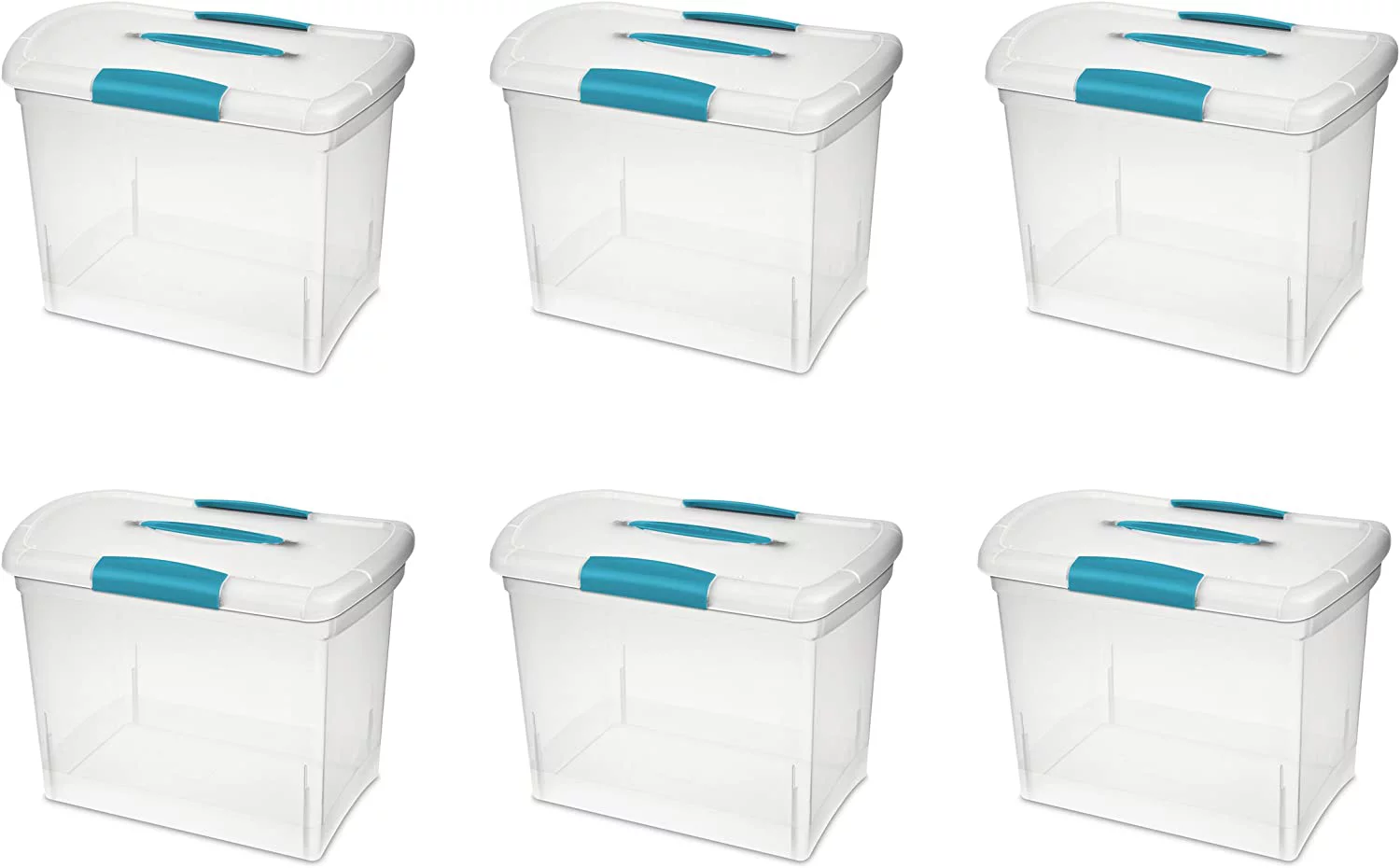 Large Nesting ShowOffs, Clear with Blue Aquarium Handle and Latches, 6-Pack