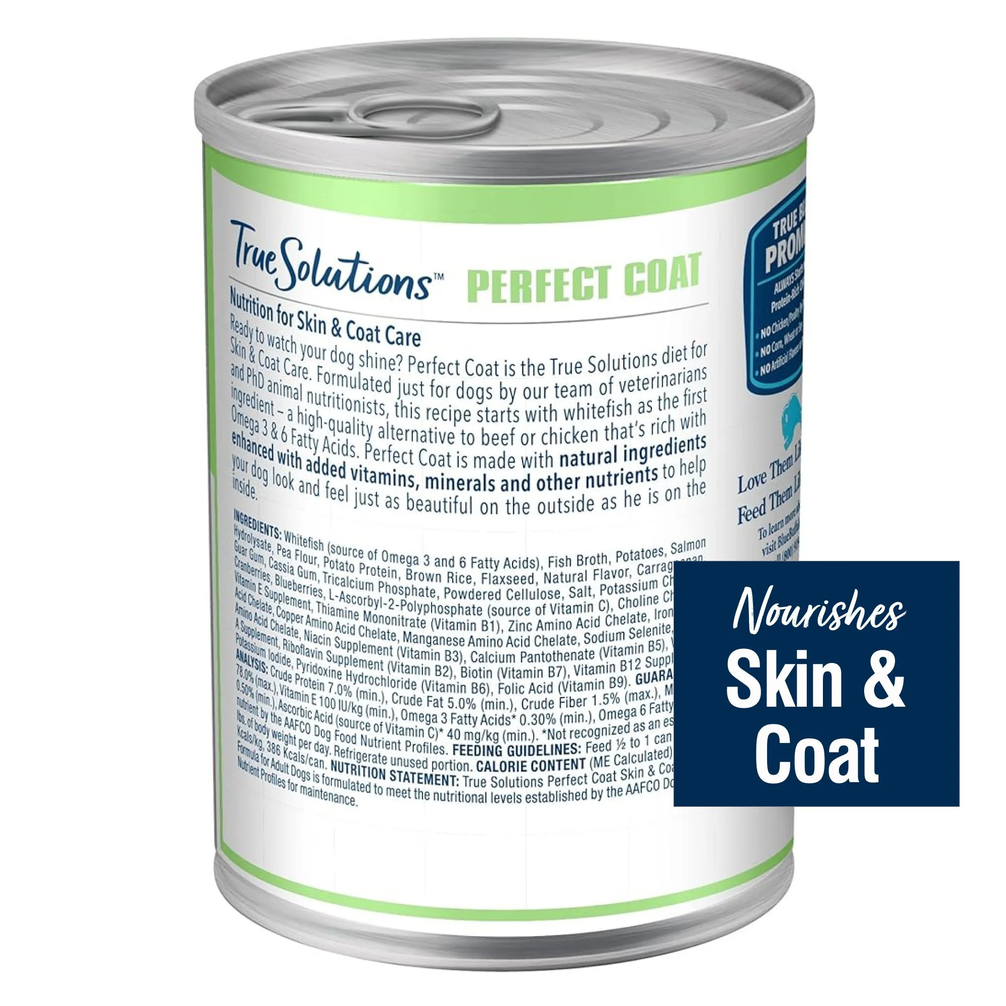 Blue Buffalo True Solutions Skin & Coat Care Wet Dog Food, Whitefish, 12.5 oz. Can