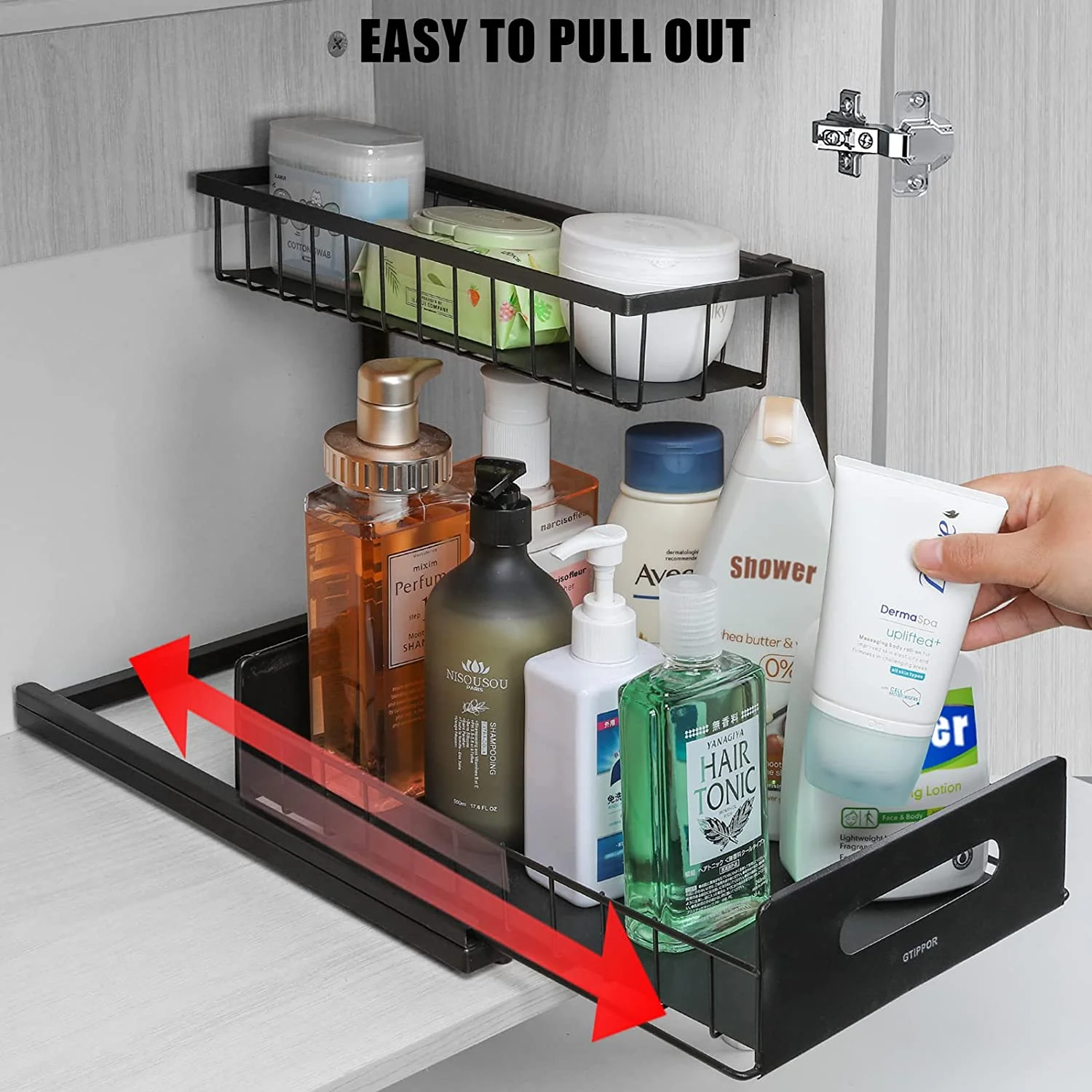 Sensch Under Sink Organizers and Storage 2 Tier Sliding Pull-out Organizer for Bathroom Kitchen