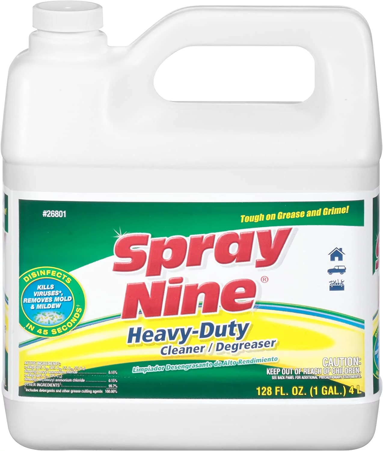 Spray Nine 26801 Heavy Duty Cleaner/Degreaser and Disinfectant - 1 Gallon, (Pack of 1)