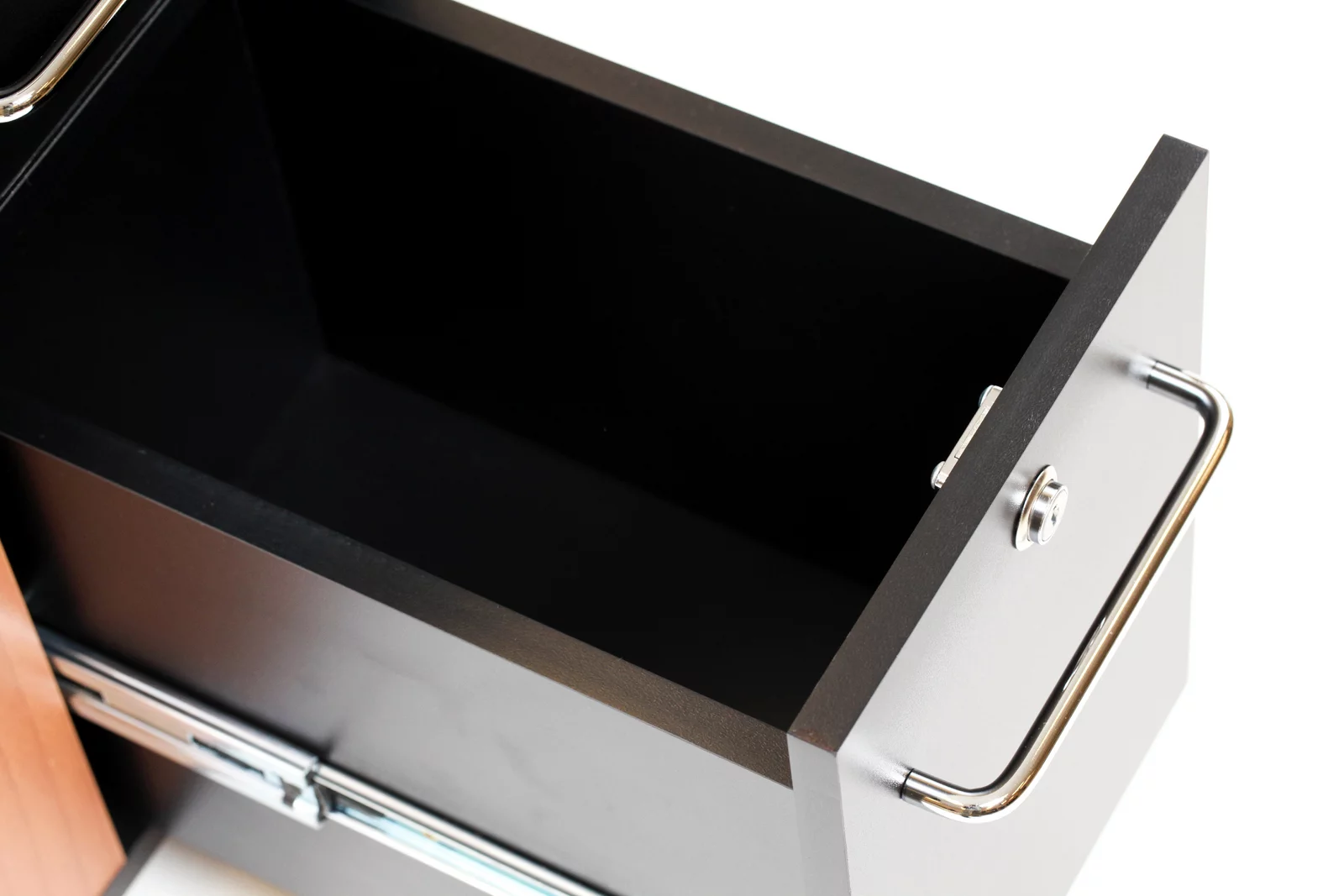 Taylor Manicure Table Nail Desk, Versatile Foldable Station, Adjustable Length with Storage Cabinet for Salon Home Studio, Black Wood Grain