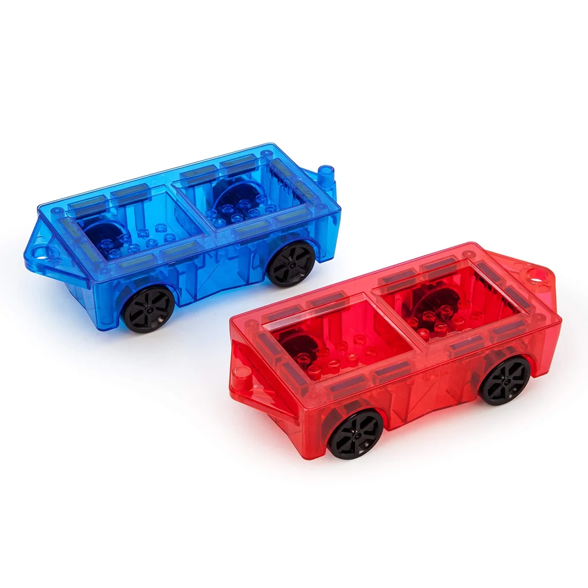 PicassoTiles 2 Pieces Mini Car Truck Set, Magnetic Tiles Expansion Toy for Kids PTM02