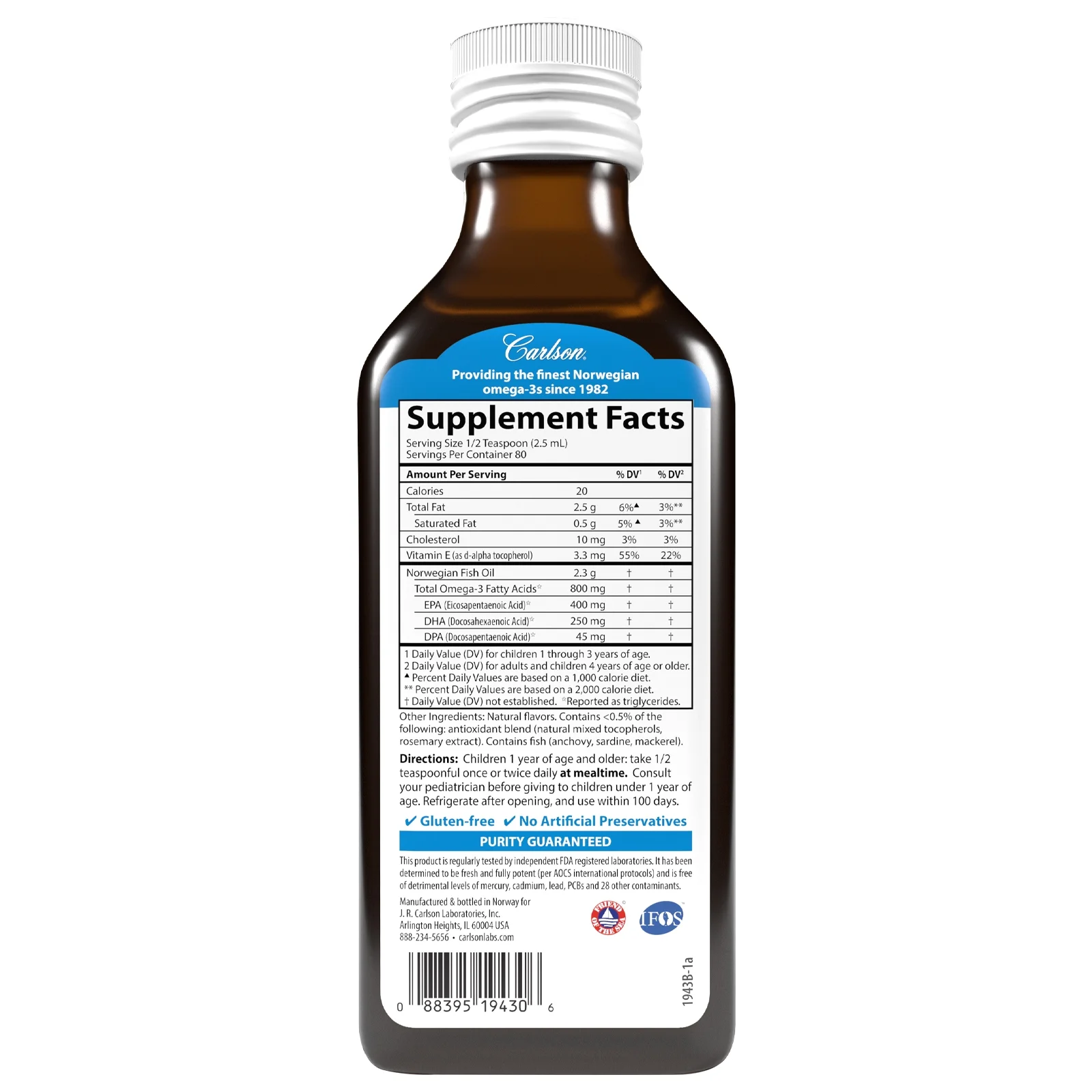 Carlson Laboratories Kid's The Very Finest Fish Oil, Just Peachie 200 ml Liquid
