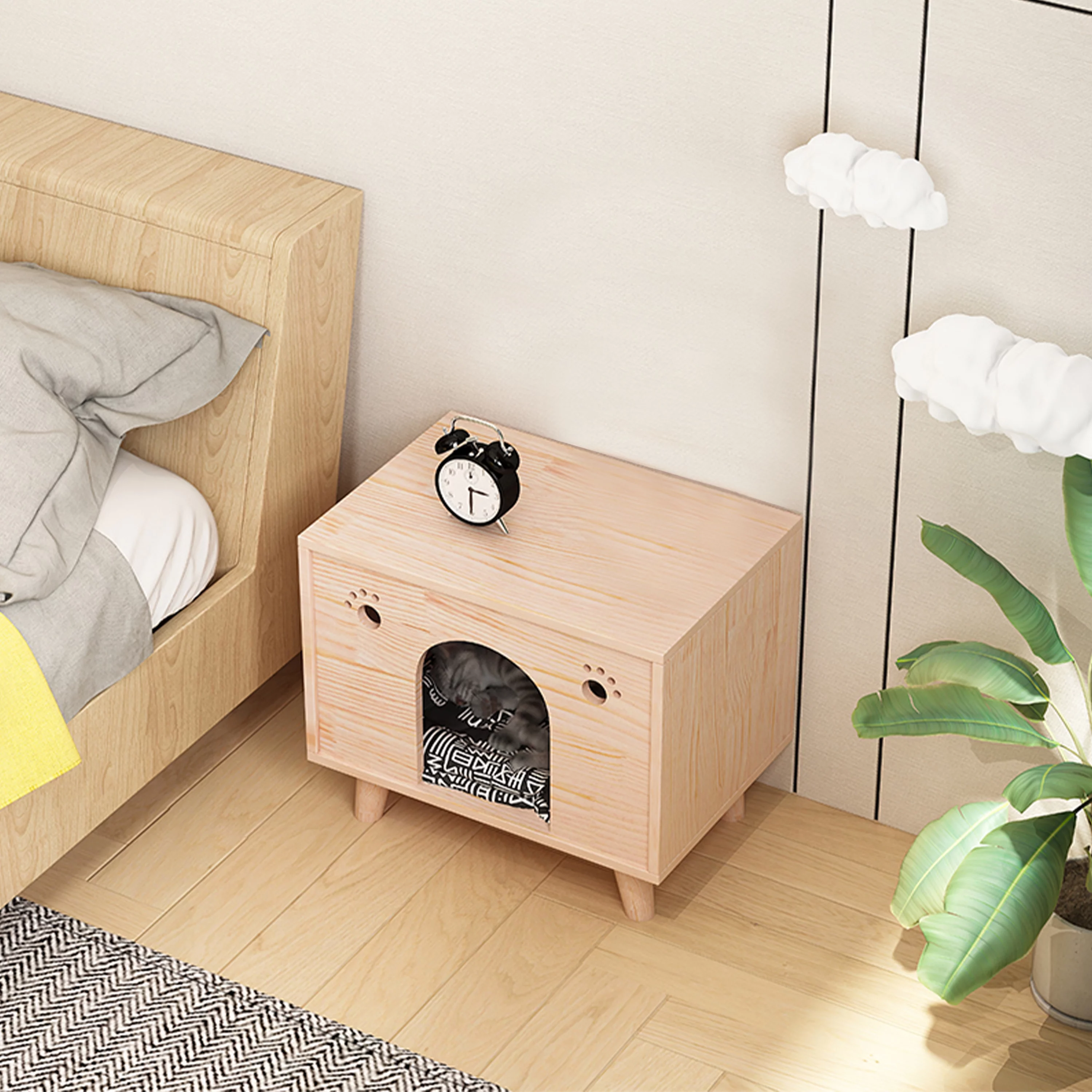 Litter Box Enclosure Cat House Furniture, Brown