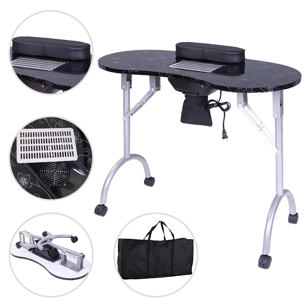 Zimtown Portable Manicure Table Foldable Nail Desk with Dust Collector, for Technician Spa Salon Workstation