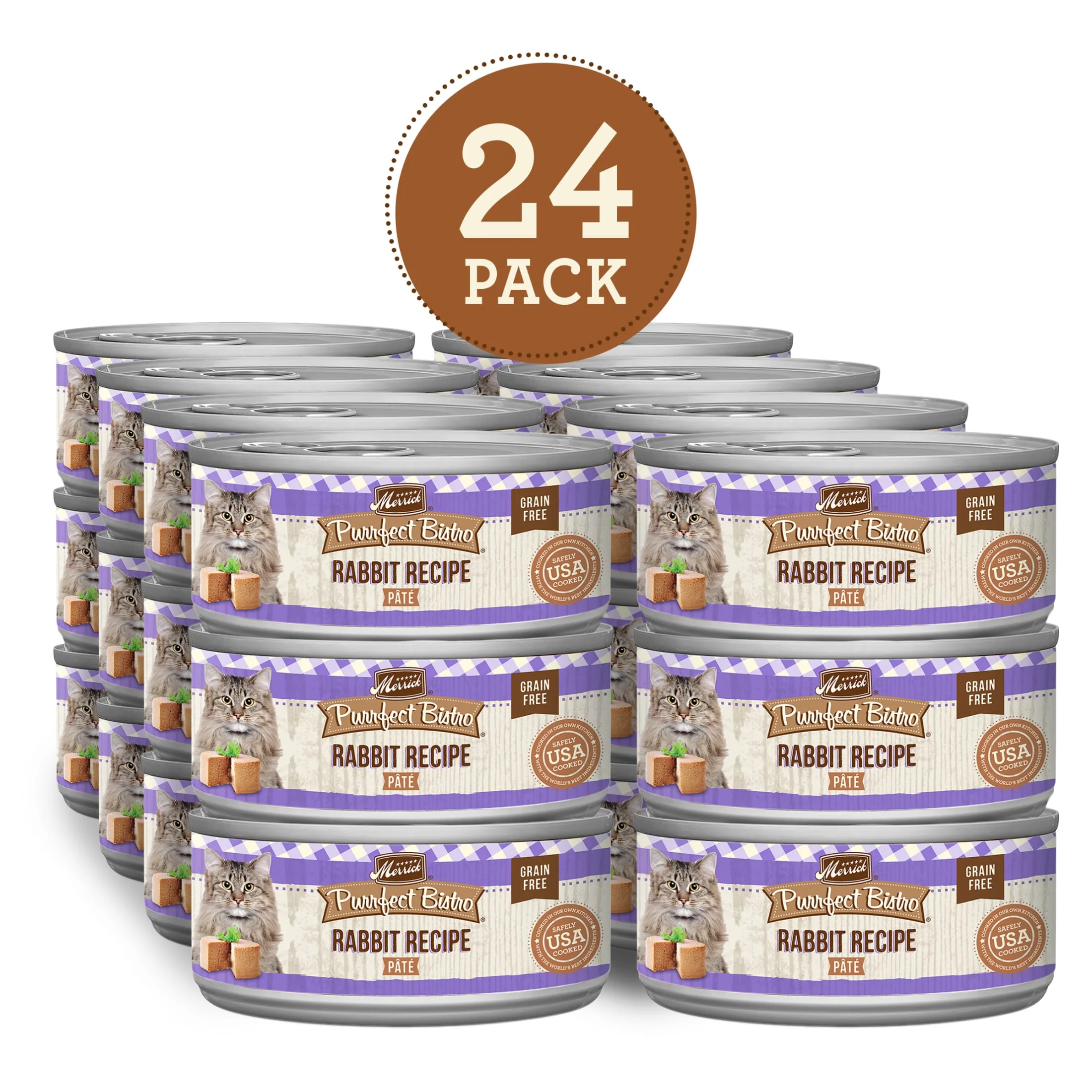 Merrick Purrfect Bistro Rabbit Pate Wet Cat Food, 5.5 oz Cans (24 Pack)