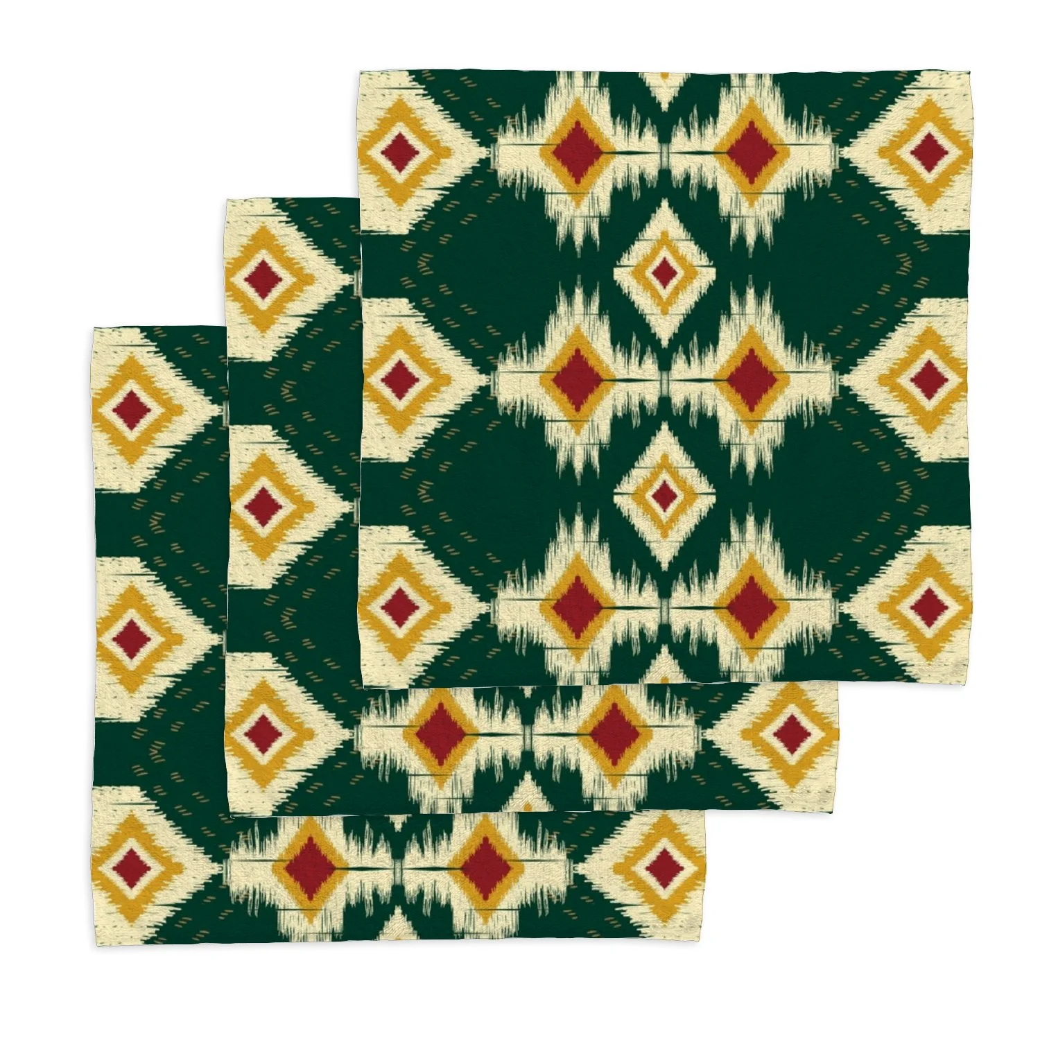 ANYWAY.GO 4 pack Baby Washcloths - 12 x 12 Inch Super Soft Baby Towels - 100% Cotton Highly Absorbent Wash Cloths for Face and Body,African Ikat Paisley Embroidery