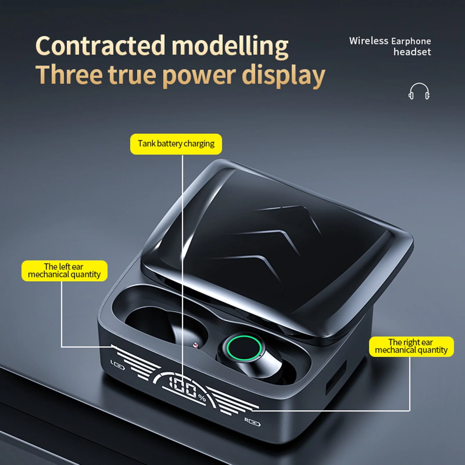 YHAIOGS True Wireless Bluetooth Audio personalization sweat resistant Bluetooth 5.3 Headphones Dual Microphone Wireless Earbuds Long Battery Life LED Display Deep Bass Noise