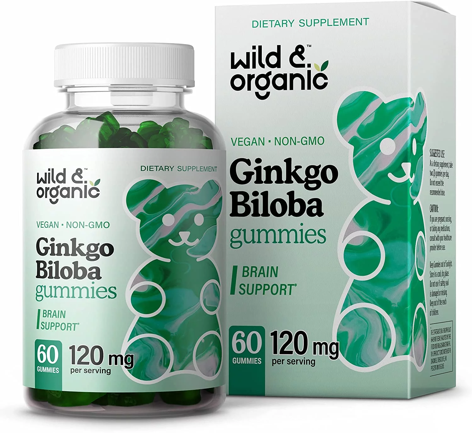 Wild & Organic Ginkgo Biloba Gummies - Brain & Energy Support Gummy, 60 Chews