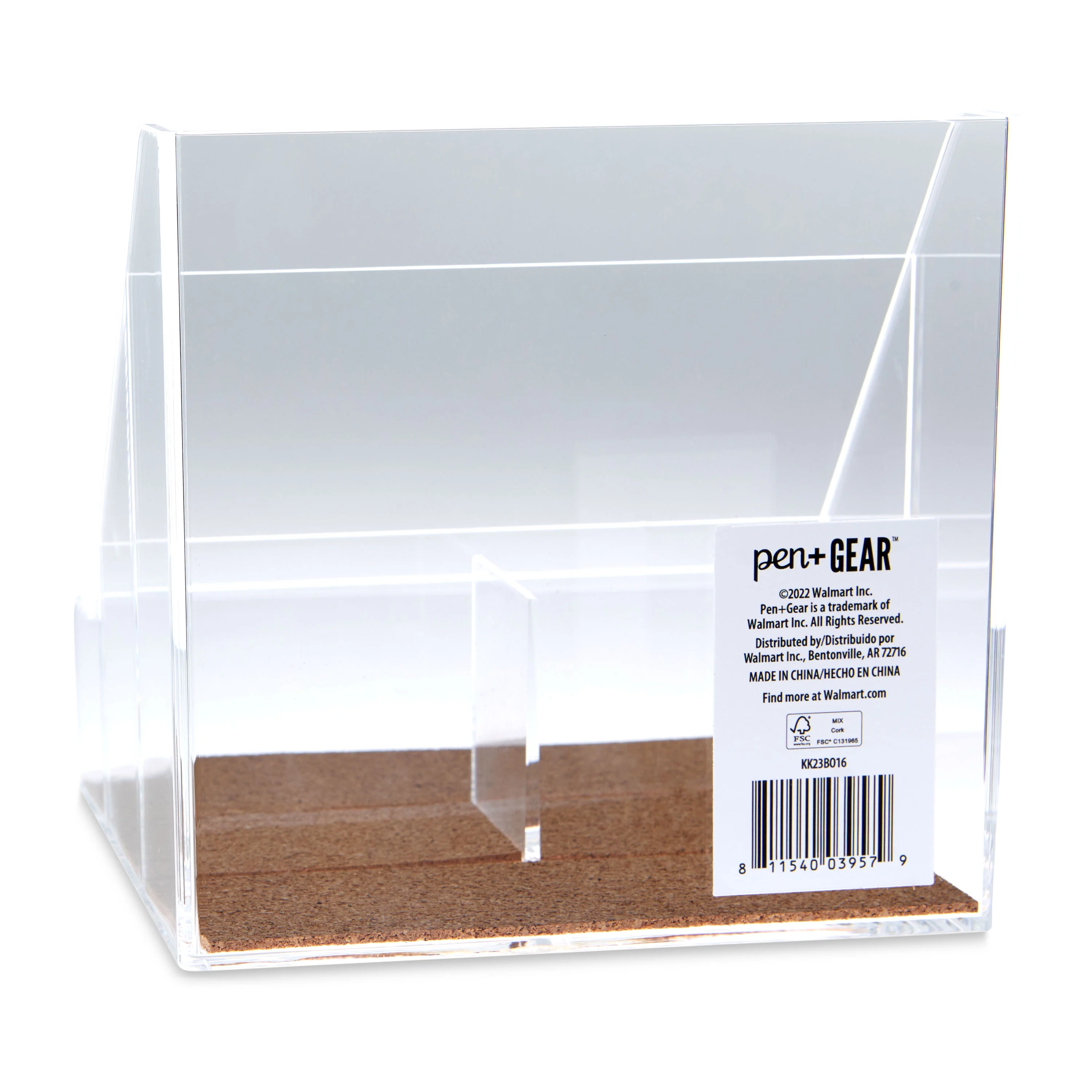 Pen+Gear Acrylic Cork Desktop Org with 4 Grids, Clear, 1 Pack