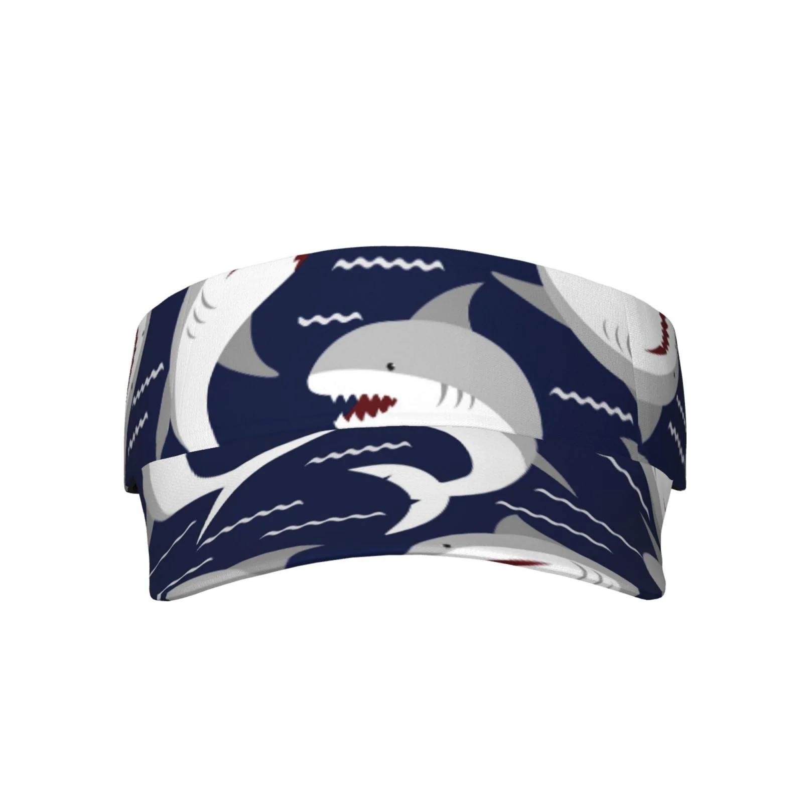 Kll Sport Sun Visor Hats Ball Caps Empty Top Baseball Sun Cap For Men Women-Angry Shark