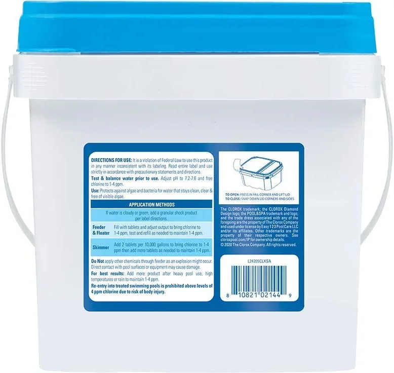 CLOROX Pool&Spa XtraBlue 3-Inch Long Lasting Chlorinating Tablets, 5-Pound Chlorine