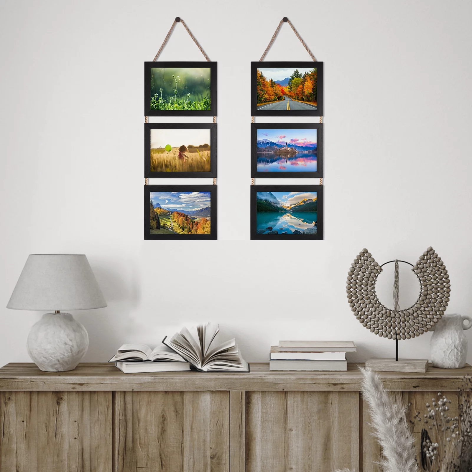 5x7 Picture Frame Collage Wall Hanging Photo Frames, Black, Set of 2