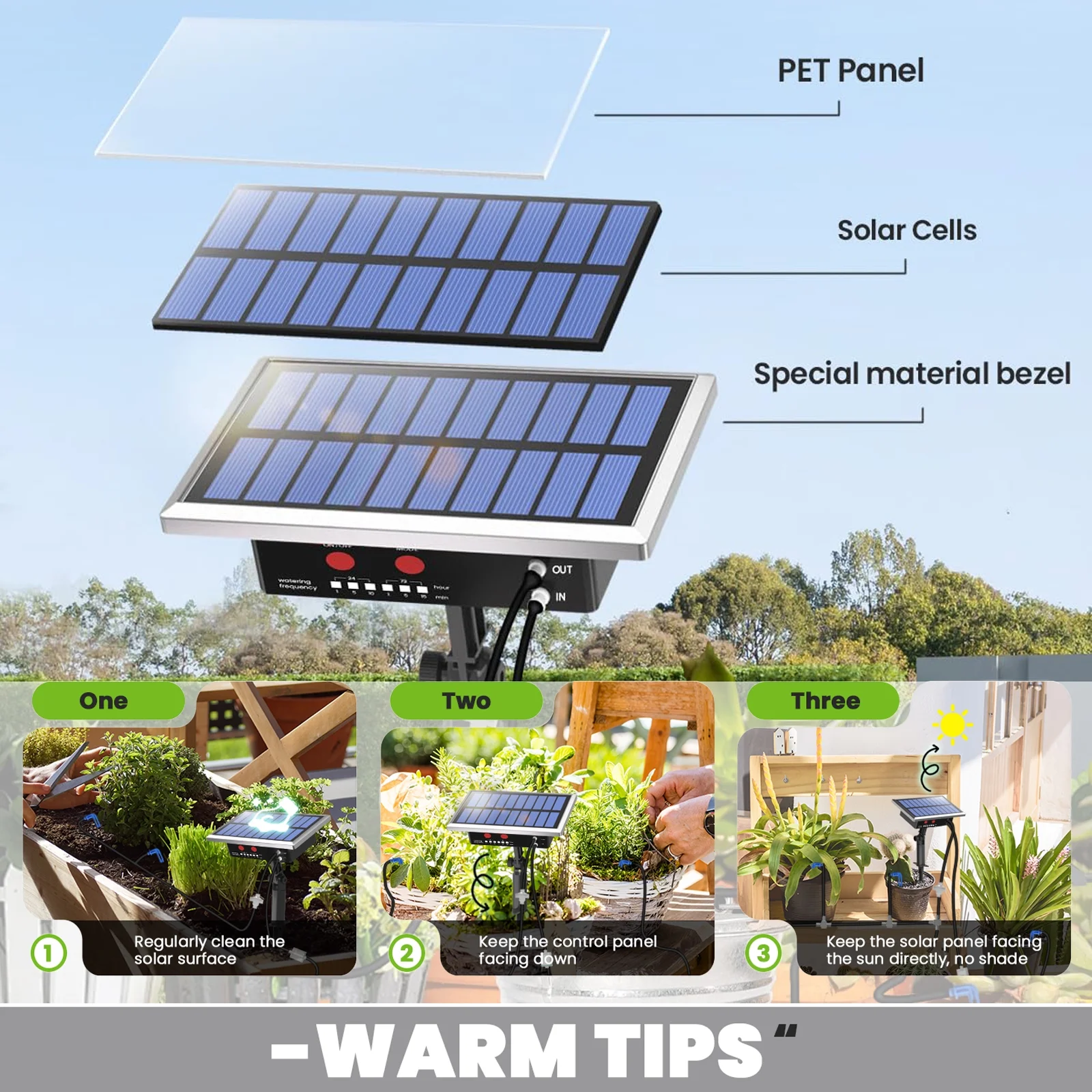 RAINPOINT Solar Drip Irrigation System Outdoor Automatic Plant Self Watering Devices for Plants
