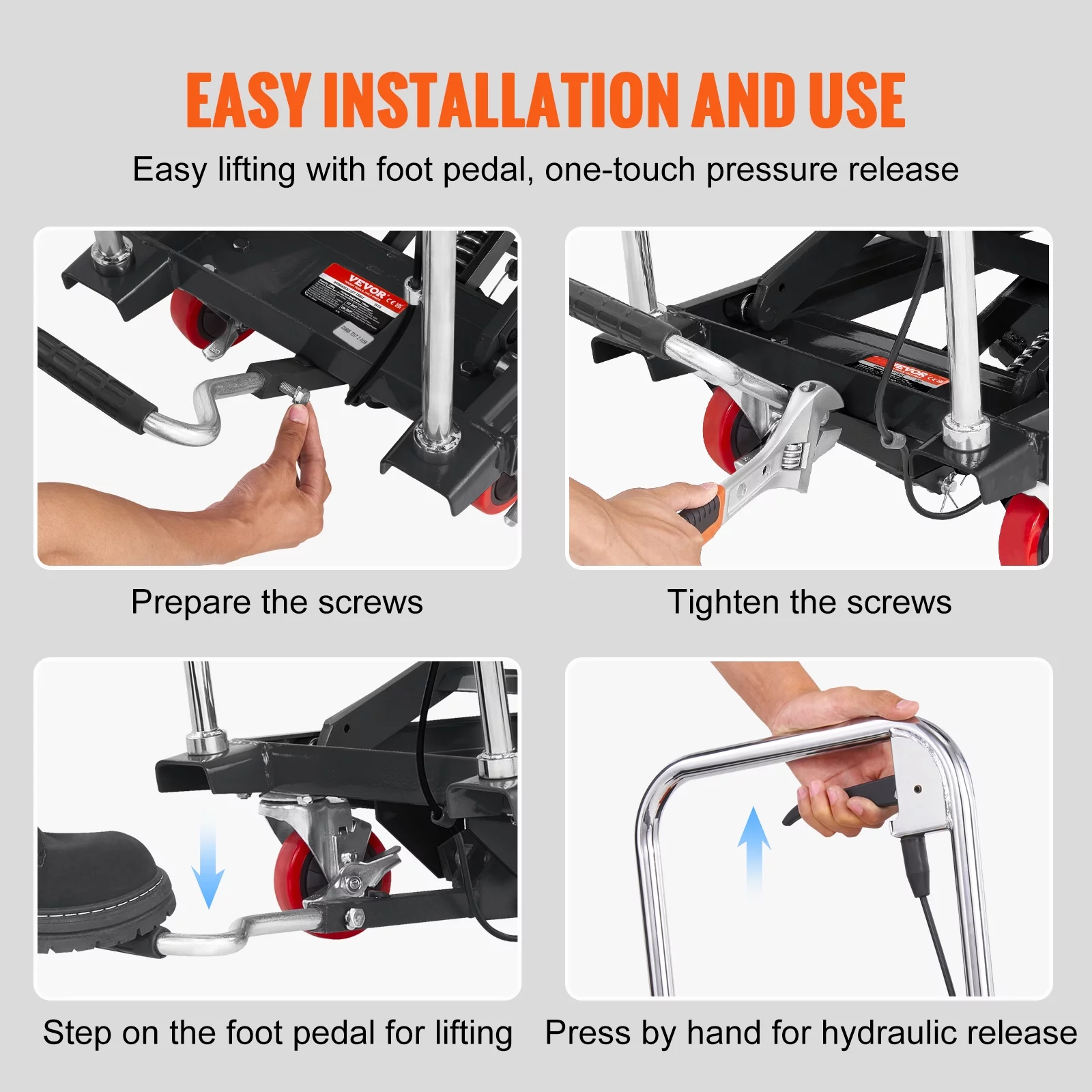BENTISM Hydraulic Lift Table Cart 500 lbs Manual Scissor Lift Table 28.5
