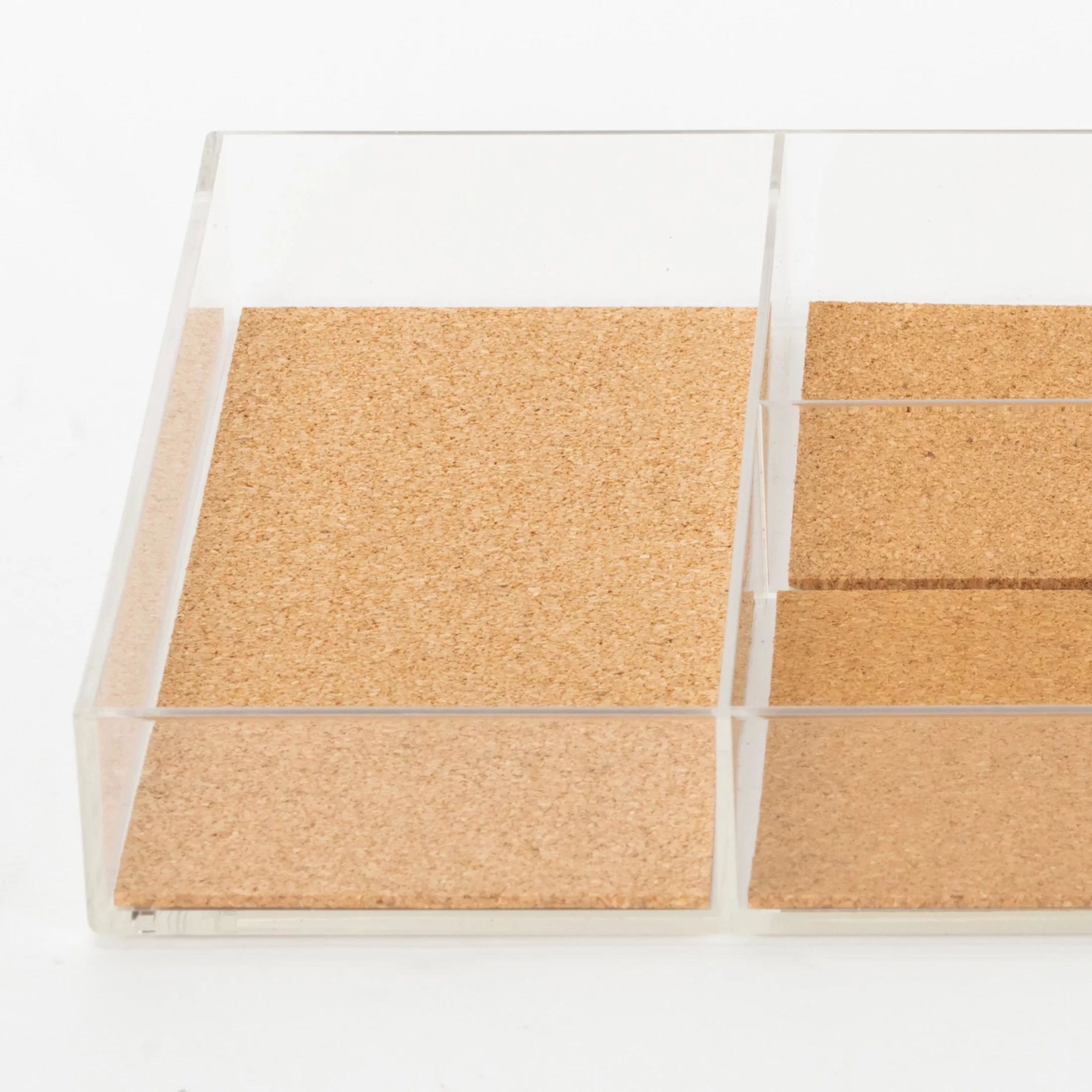Pen+Gear 4 Grids Organization Tray with Cork Tile, Clear, 1 Pack