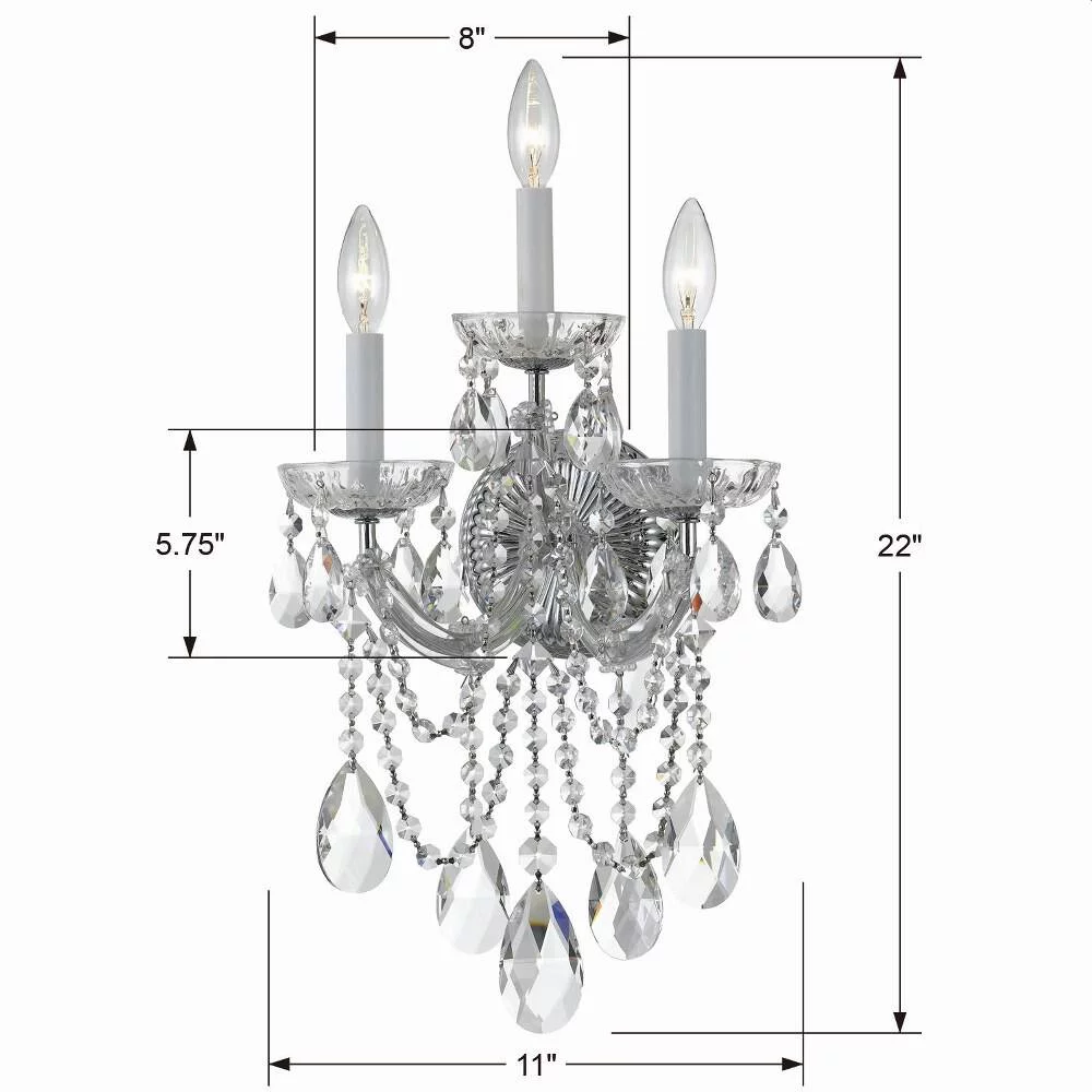Crystorama Lighting - Three Light Wall Mount - Maria Theresa - Three Light Wall