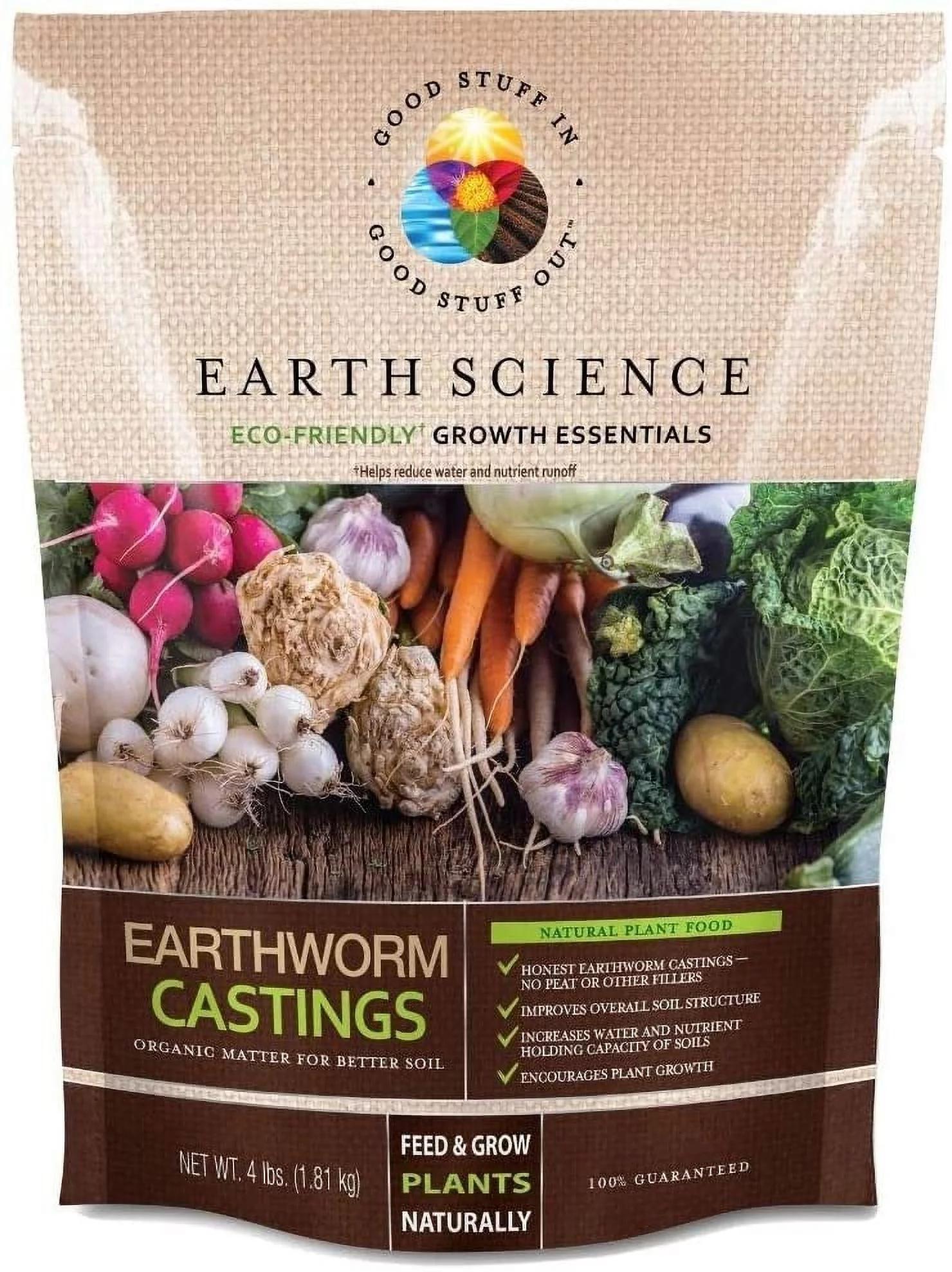 Earth Science Earthworm Castings 4lb Natural Fertilizer, Organic Matter, Soil Builder