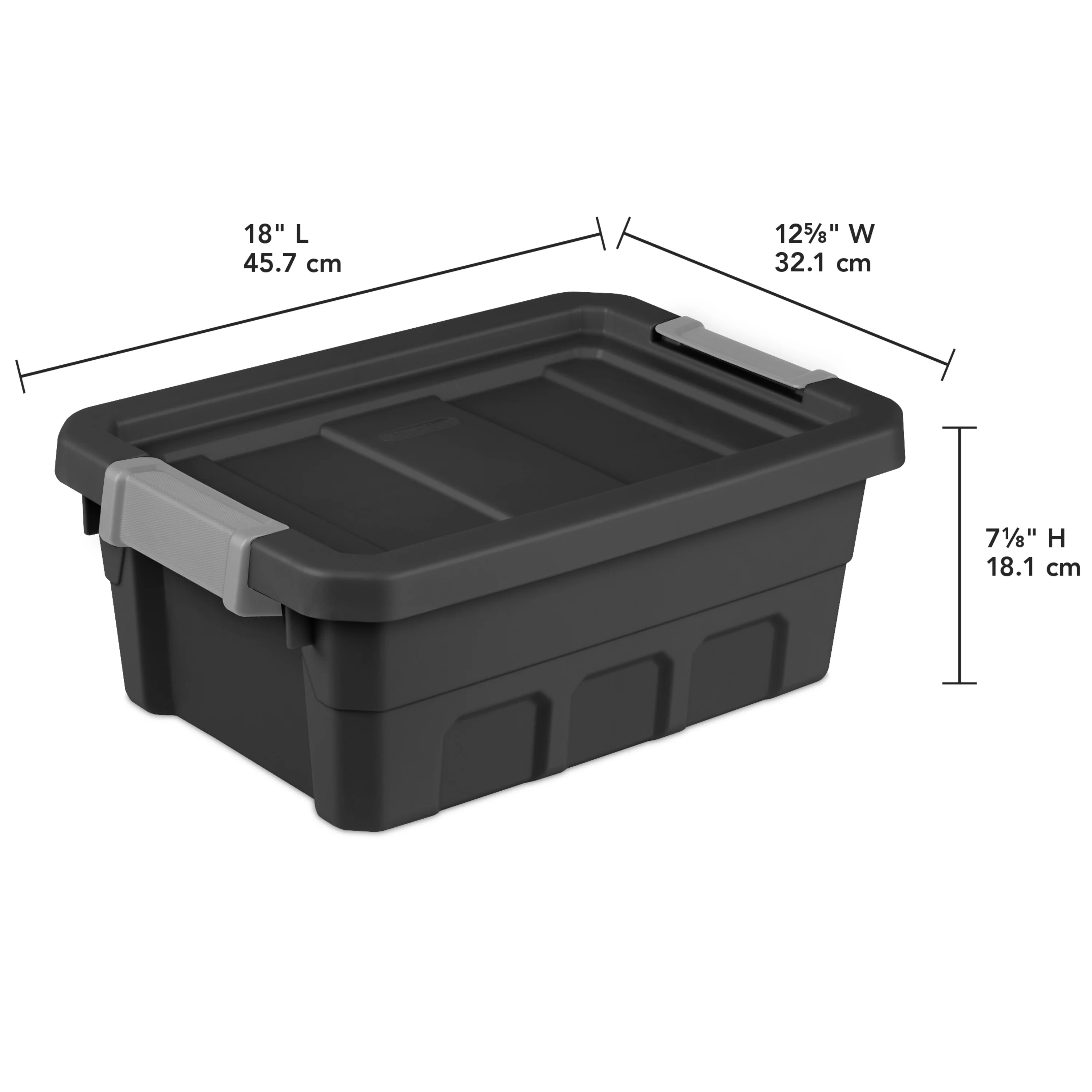 Sterilite 4 Gallon Stacker Tote Plastic, Black, Set of 6