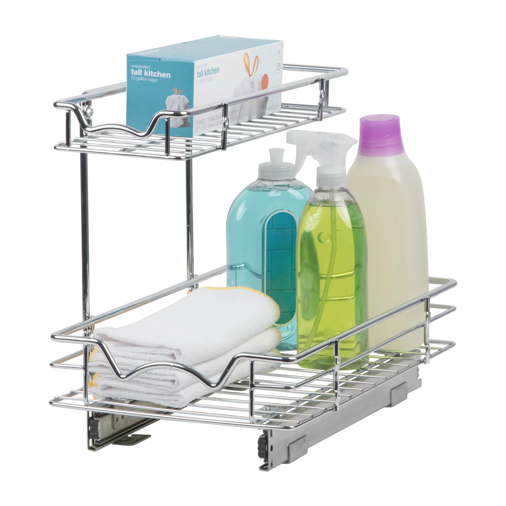 Under Sink Pull Out Organizer for Cabinet –Sliding Drawer Shelf Perfect for Vanity and Kitchen, Two Tier Roll Out Sliding Shelves 11