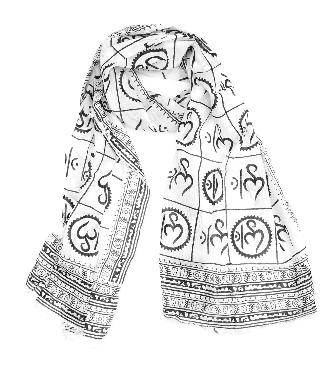 OMA Om Shawl With Chakra & Sacred Mantra Meditation Altar Cloth Scarf X LARGE SIZE 35