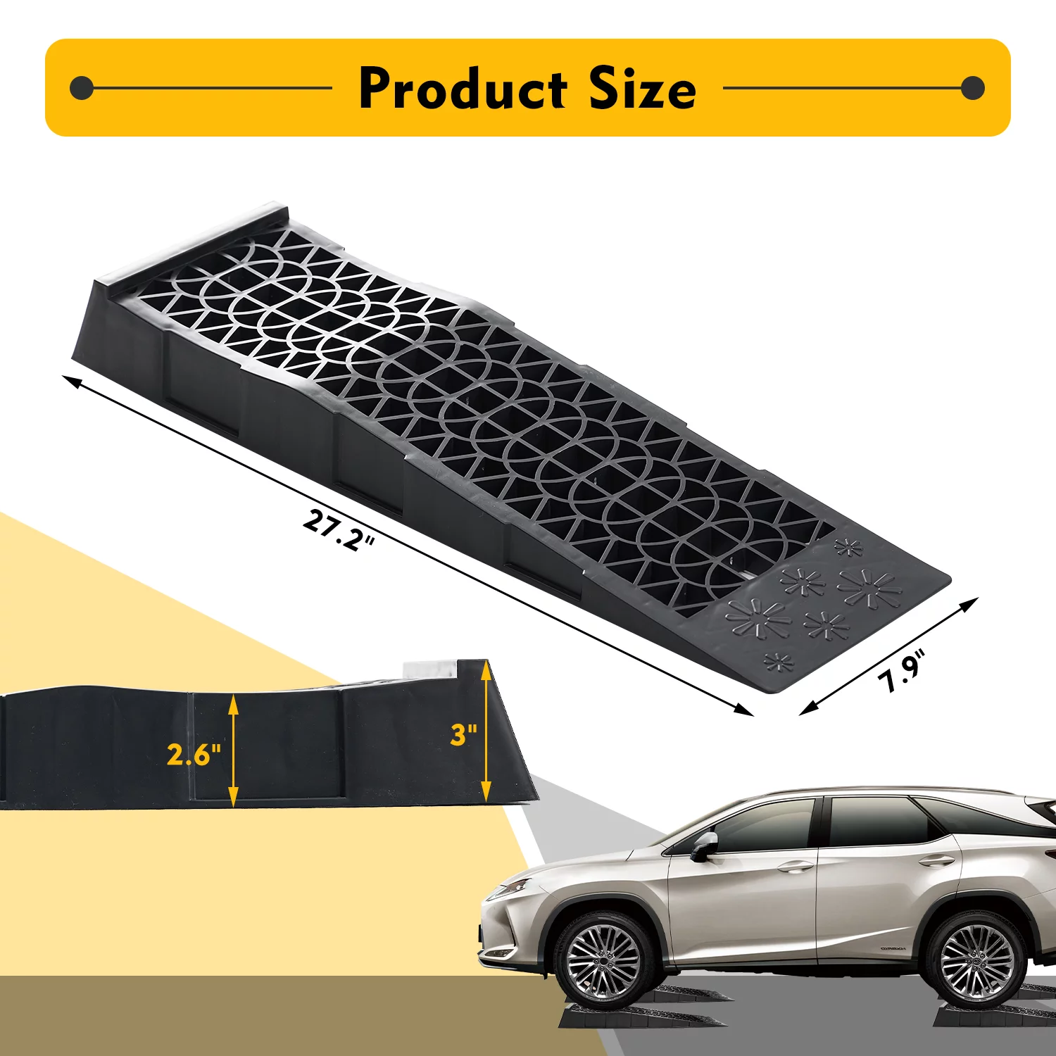 Donext Ramps Low Profile Plastic Car Service Ramps 3 Ton Truck Vehicle - 2 Pack