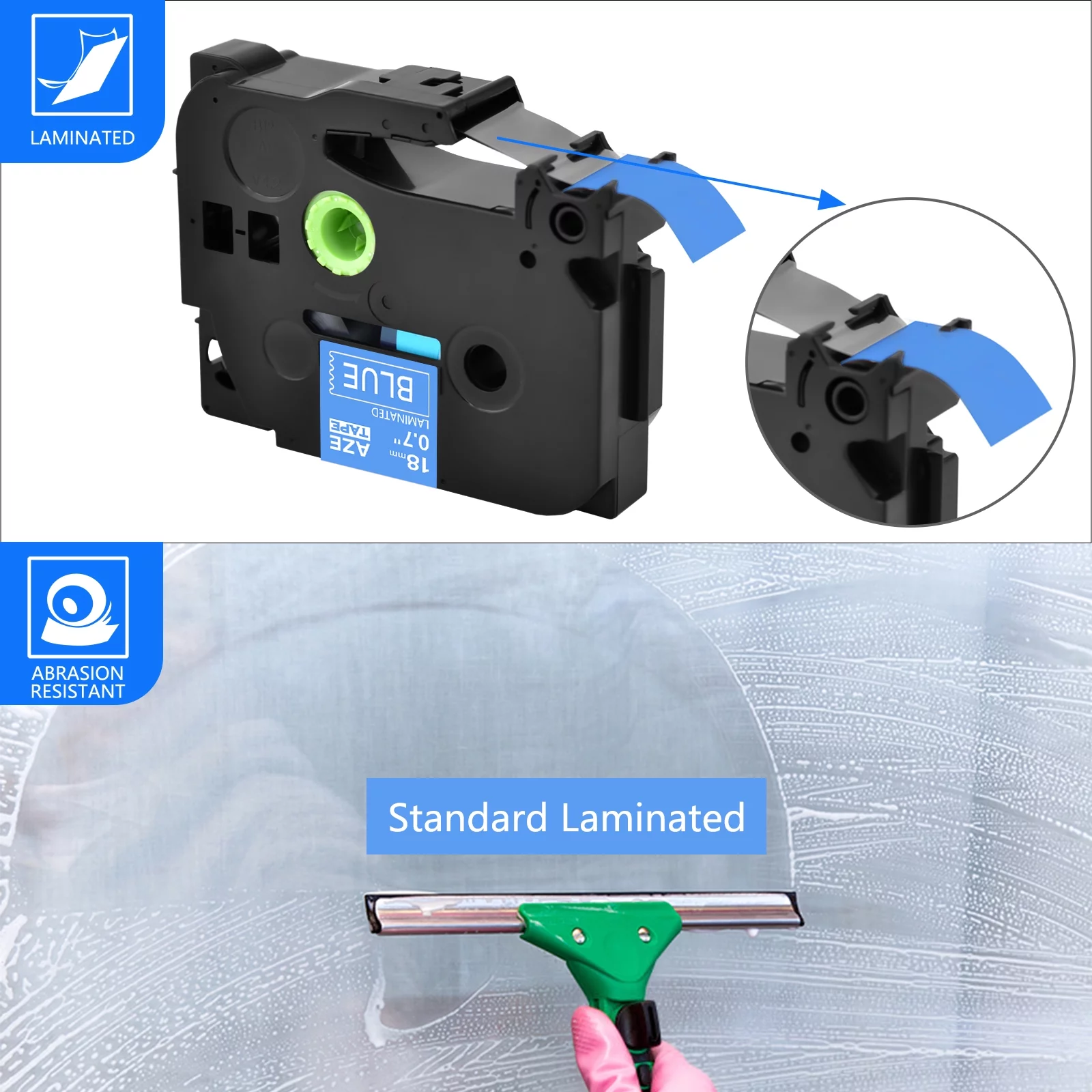 GREENCYCLE 10PK Compatible for Brother P-touch White on Blue 18mm 8m TZ TZE TZe-545 TZ-545 TZe545 TZ545 Laminated Label Tape