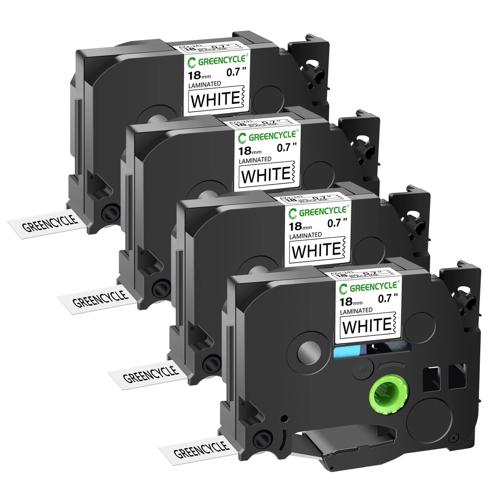 GREENCYCLE 4 Pack Compatible for Brother P touch TZ Tape 18mm Replacement 3/4 Inch TZe-241 TZe Standard Laminated Black on White Work with PTD450 PTD600 PTD400 Label Maker 26.2 Feet(8 Meter)