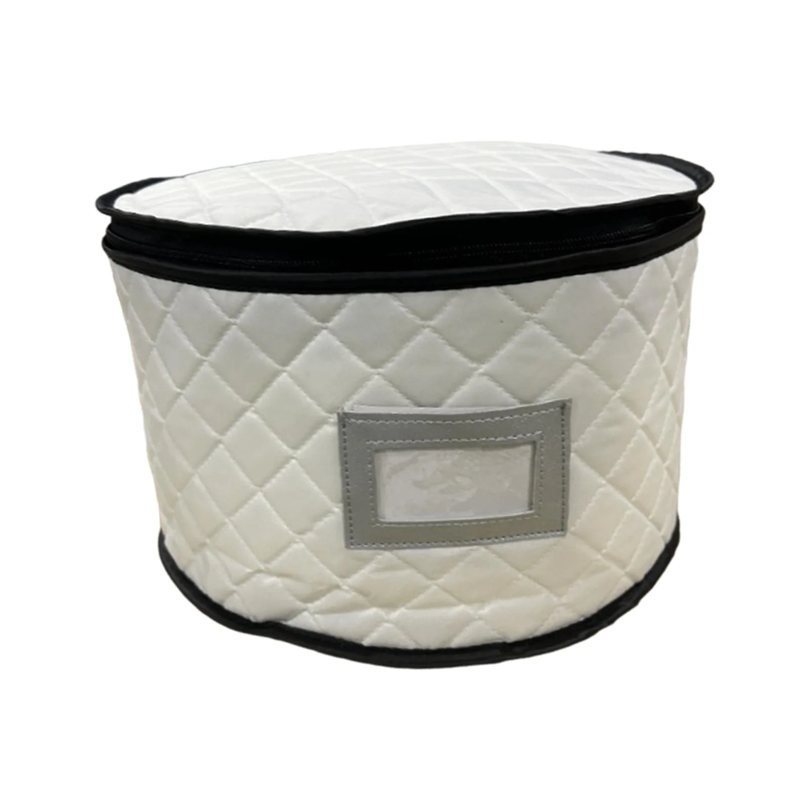 kowaku China Storage Container Cups Plate Bowl Storage Bag, with Protectors Round Hard Shell Case for Chinaware Saucers Stemware Beige M