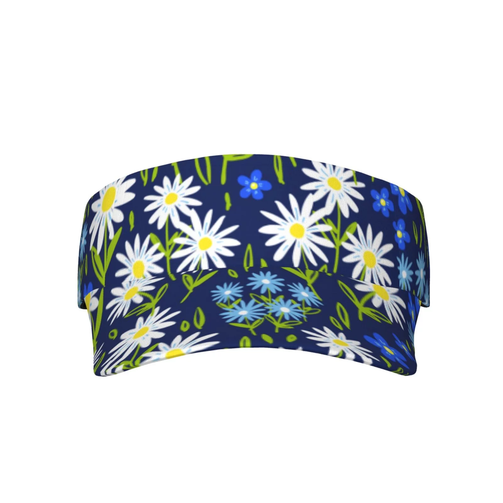 ZNDUO Blue Daisy Flower Doodle Pattern Sun Hat, Polyester Twill Ball Adjustable Sun Cap
