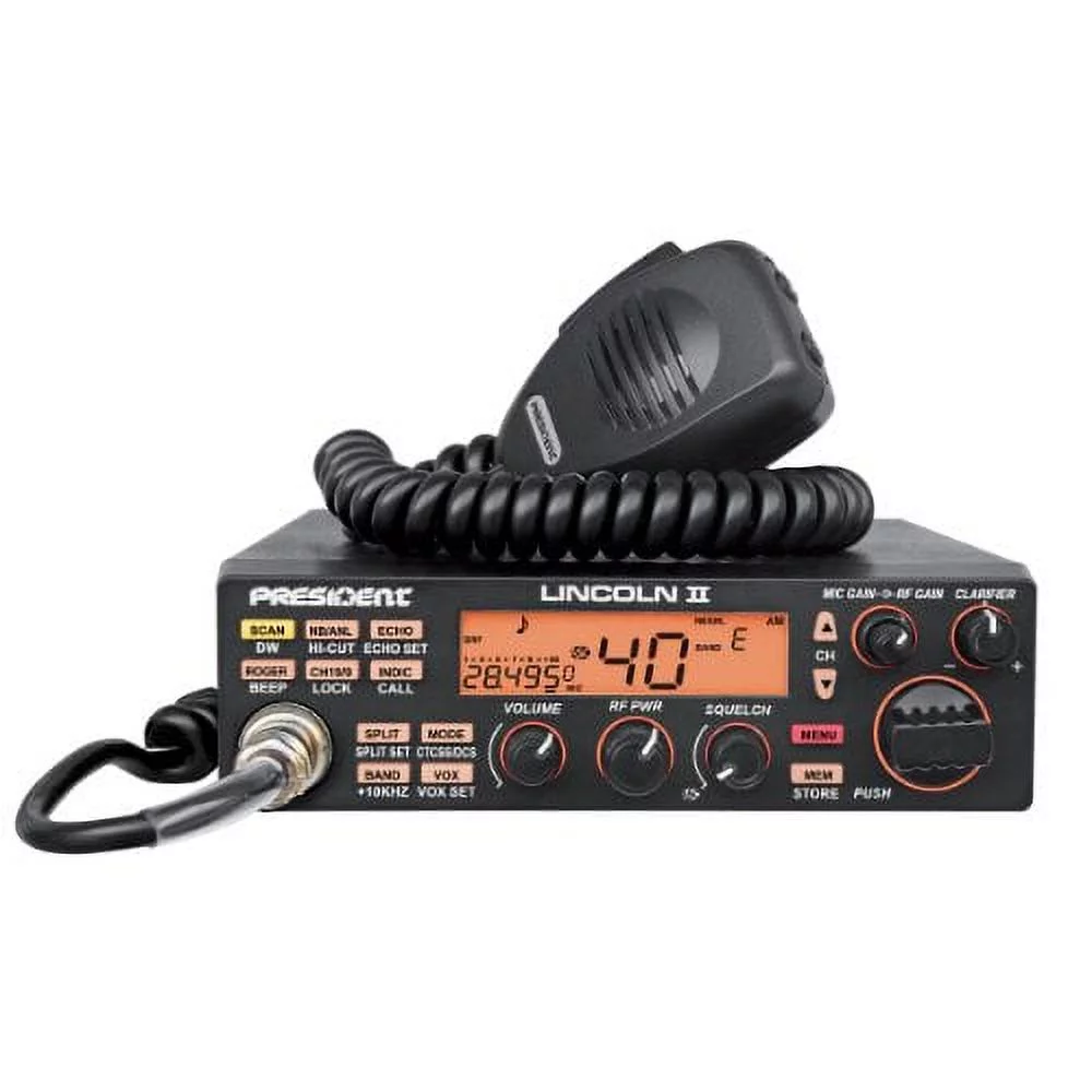 President LINCOLNIIPlus 10 - 12 m, 50 W AM & FM, LSB & USB, CW Transceiver with 3 Face