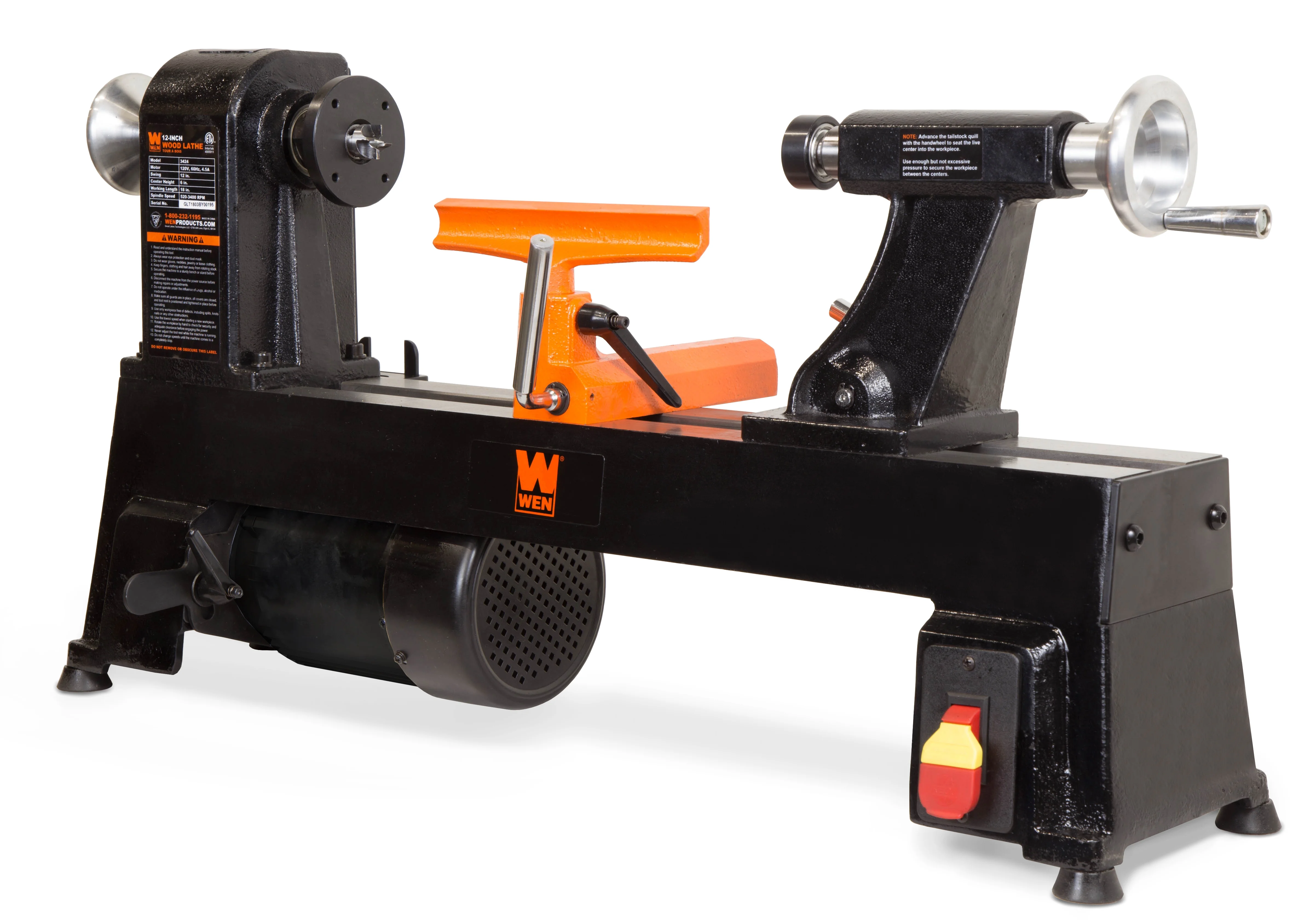 WEN 4.5-Amp 12-Inch by 18-Inch 5-Speed Benchtop Wood Lathe