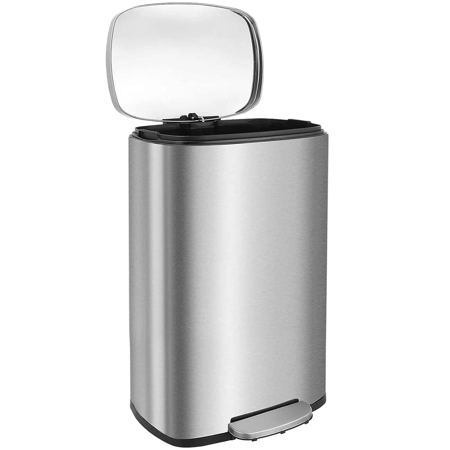U-SHARE  13.2 Gallon Step Trash Can, Stainless Steel Garbage Bin, Soft-Close Rubbish Bin with Removable Plastic Inner Bucket, Fingerprint-Proof, Lid Dustbin, Suit for Kitchen Home (50L, White)