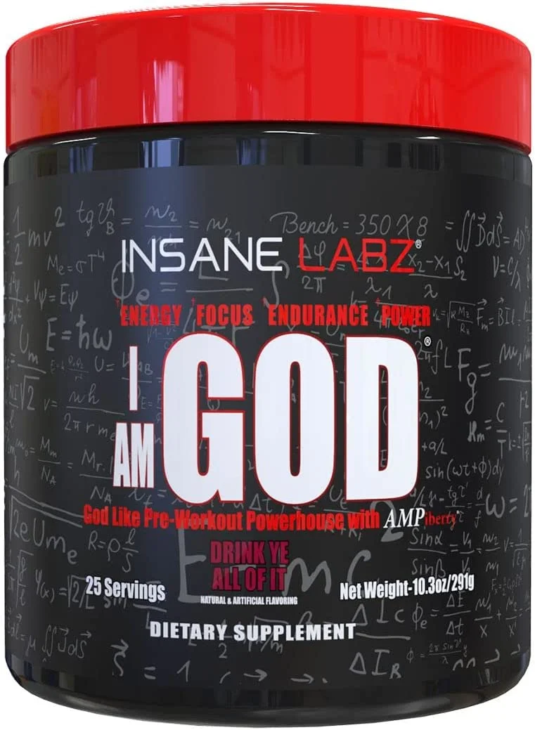 Insane Labz I am God Pre Workout Powder, Drink Ye All of It, 25 Servings