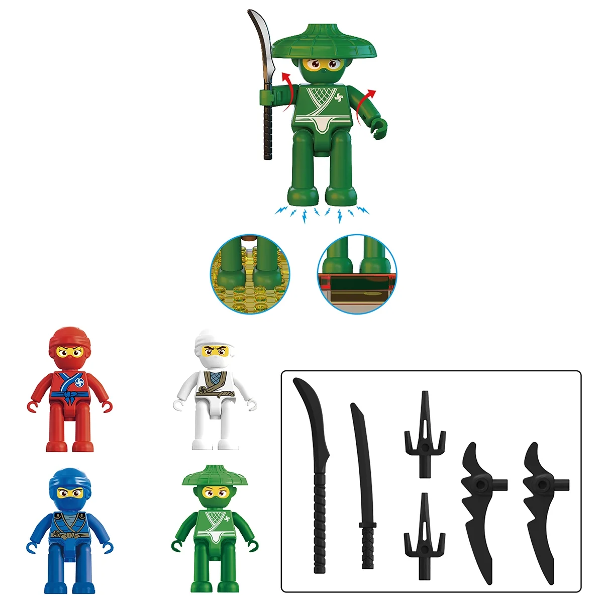 PicassoTiles 4 Piece Magnetic Ninja Character Set for Kids Ages 3+ PTA14, Multicolor