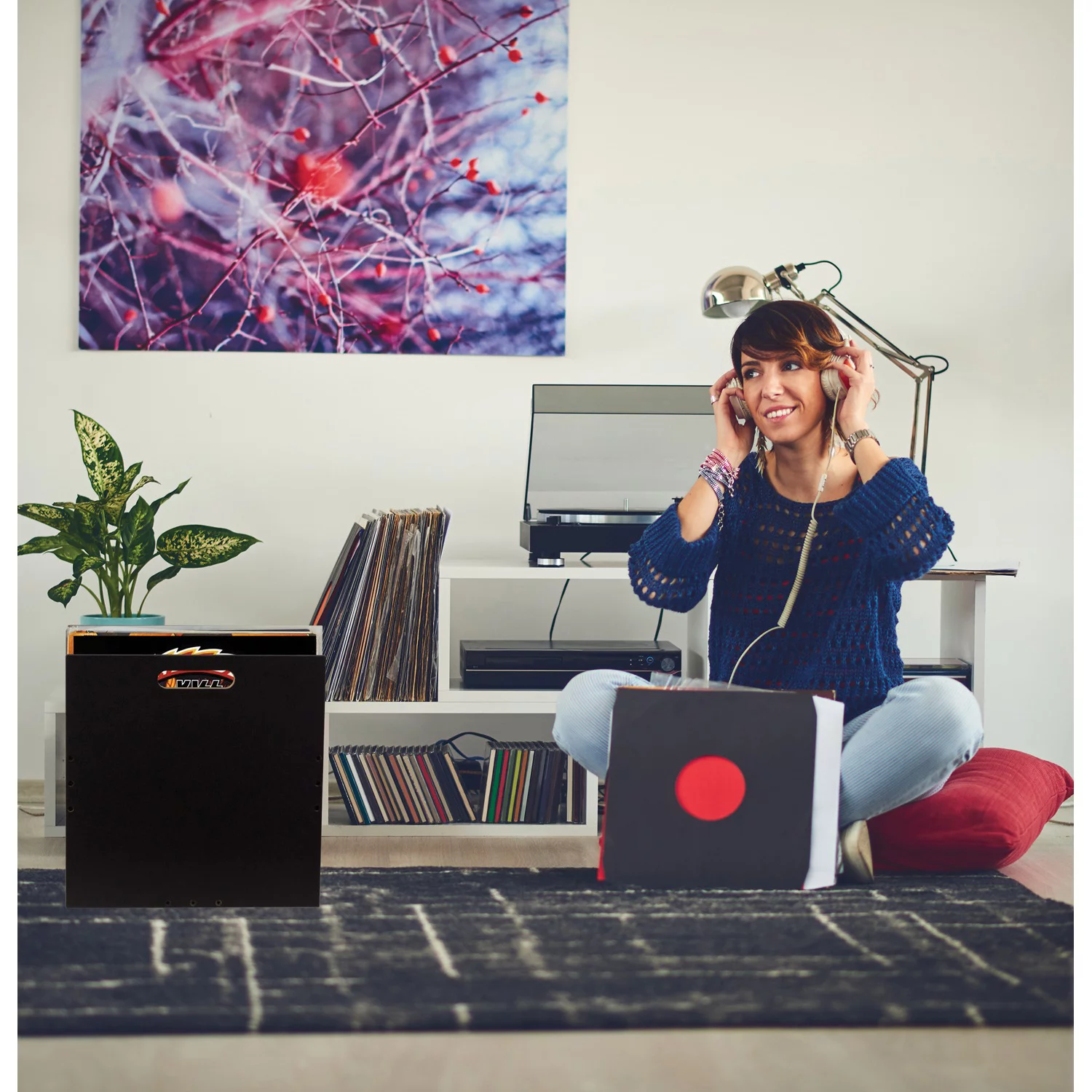 Atlantic Stackable 50 Record Crate, Black