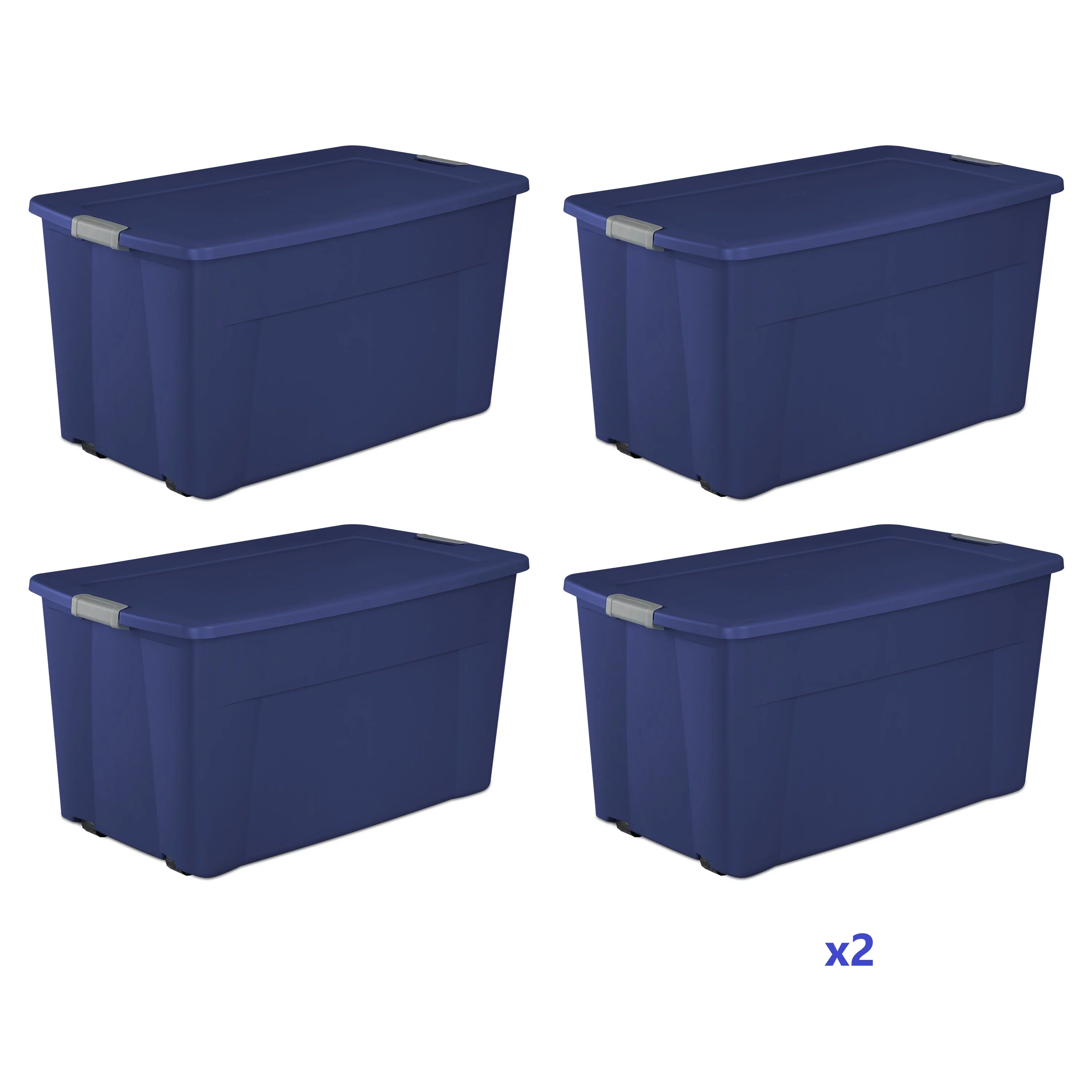 Sterilite 45 Gal. Wheeled Latch Tote Stadium Blue Set of 8