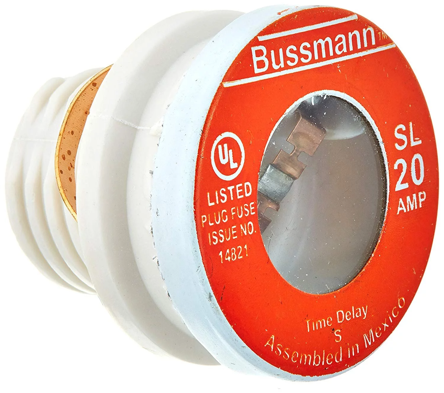 Bussmann SL-20 20 Amp Time Delay Loaded Link Rejection Base Plug Fuse, 125V UL Listed, 4-Pack