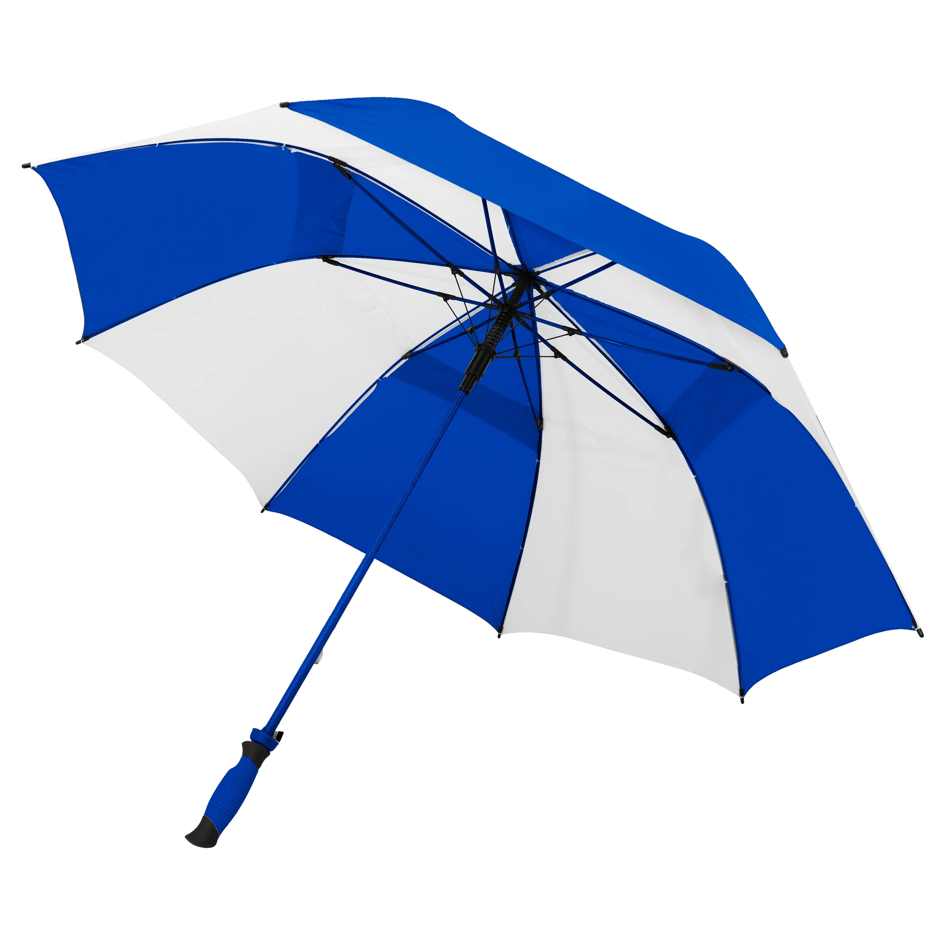 The Paramount Vented Large 64 inch Windproof Automatic Open Double Canopy Golf Umbrella for Rain, Wind and Sun, Strong & Lightweight Oversized Golf Umbrella Wind Vent for Men & Women, Royal Blue/White