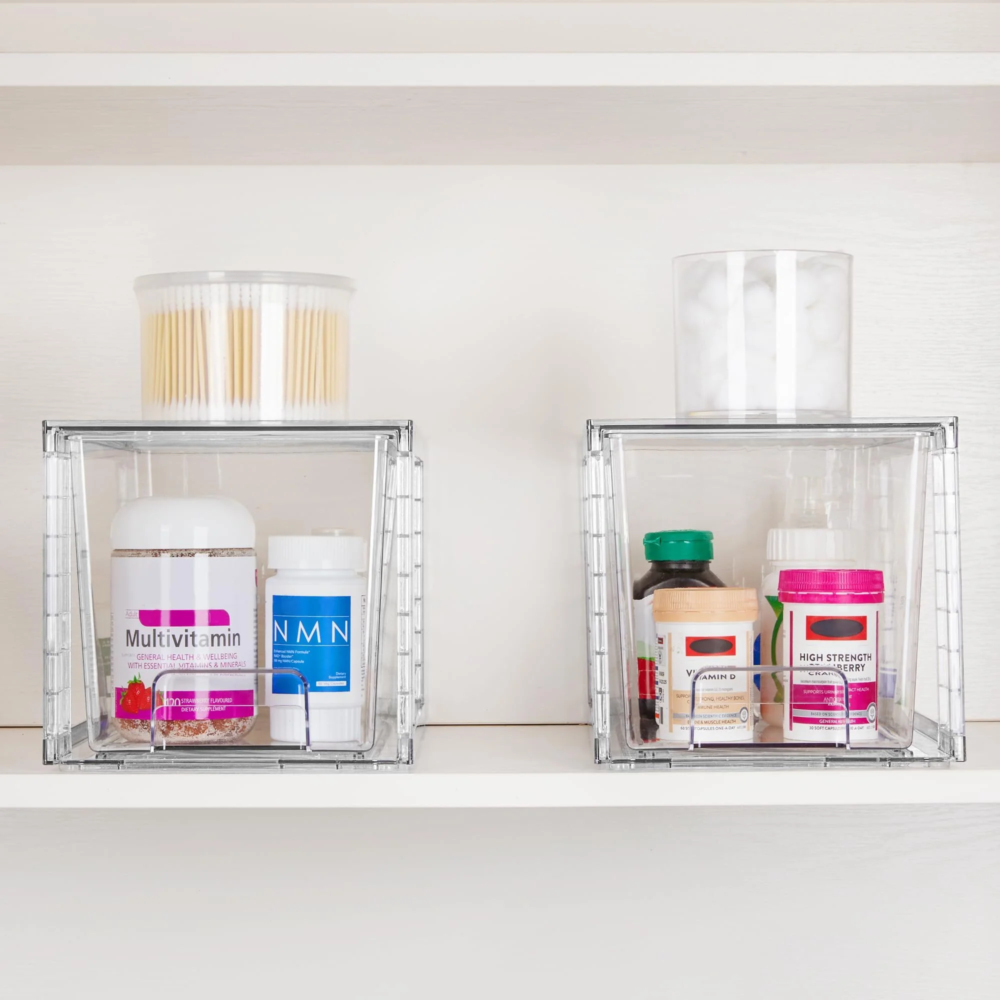 Vtopmart Large Stackable Storage Drawers, Clear Acrylic Drawer Organizers with Handles, 2pcs