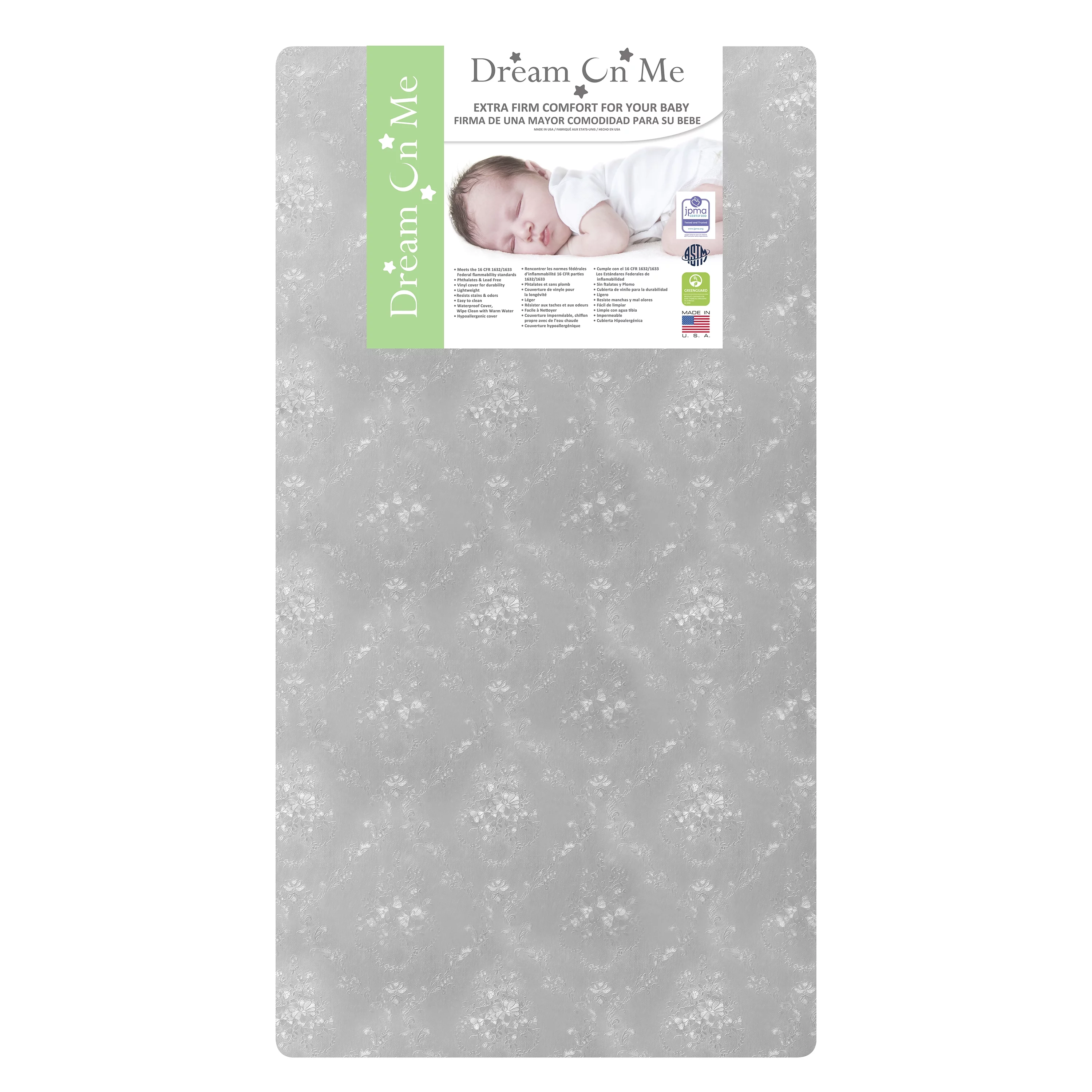 Dream on Me Snooze Crib & Toddler Mattress, Extra Firm Thermo-Bonded Core, Greenguard Gold Certified