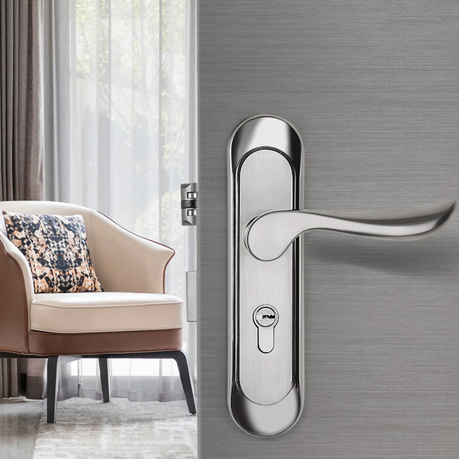 ANQIDI Full Set Privacy Door Security 304 Stainless Steel Mortise Lever Handle Lock w/Key