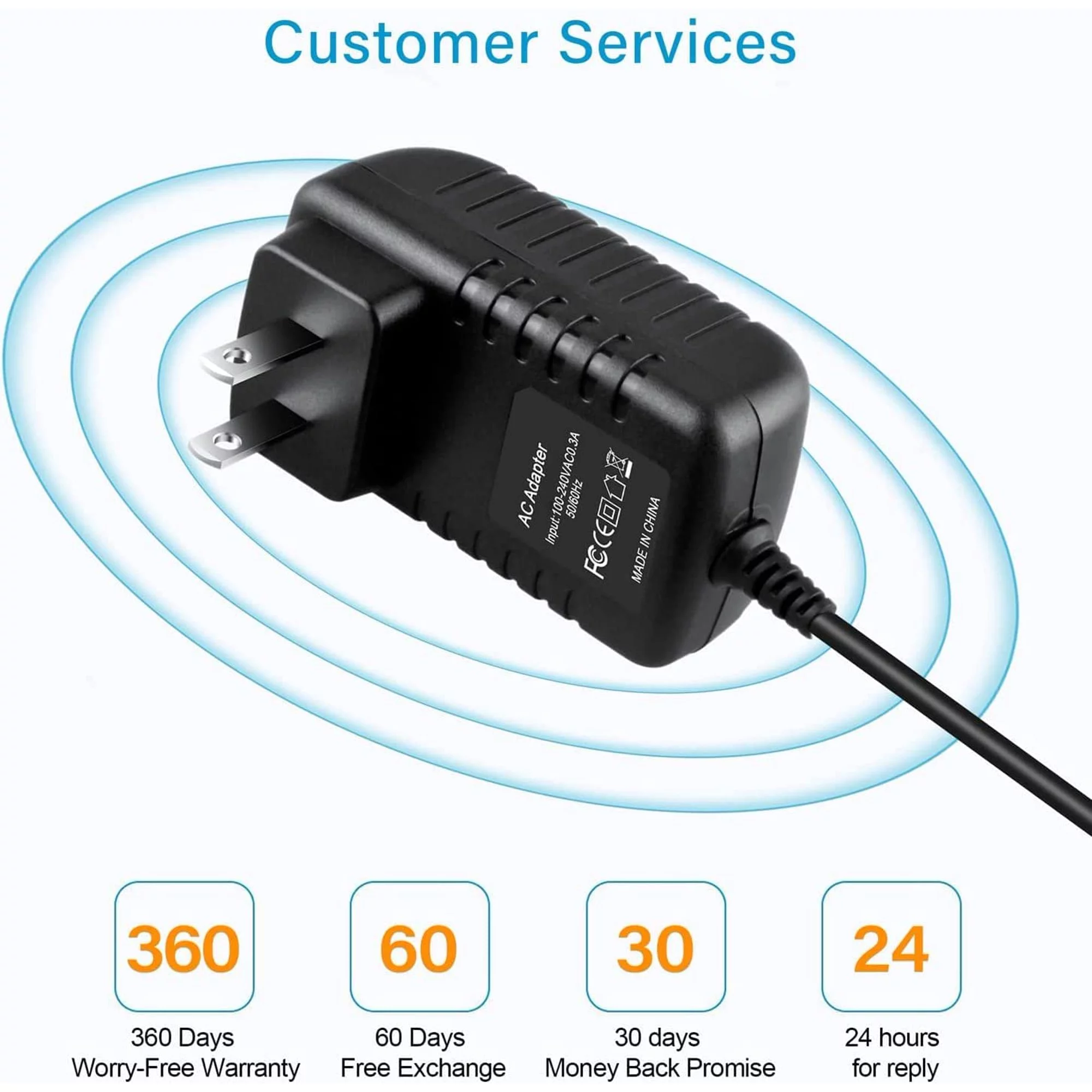 Guy-Tech 5V AC Wall Charger Power Adapter W/2.5mm Cord Compatible with Ematic eGlide Tablet eReader